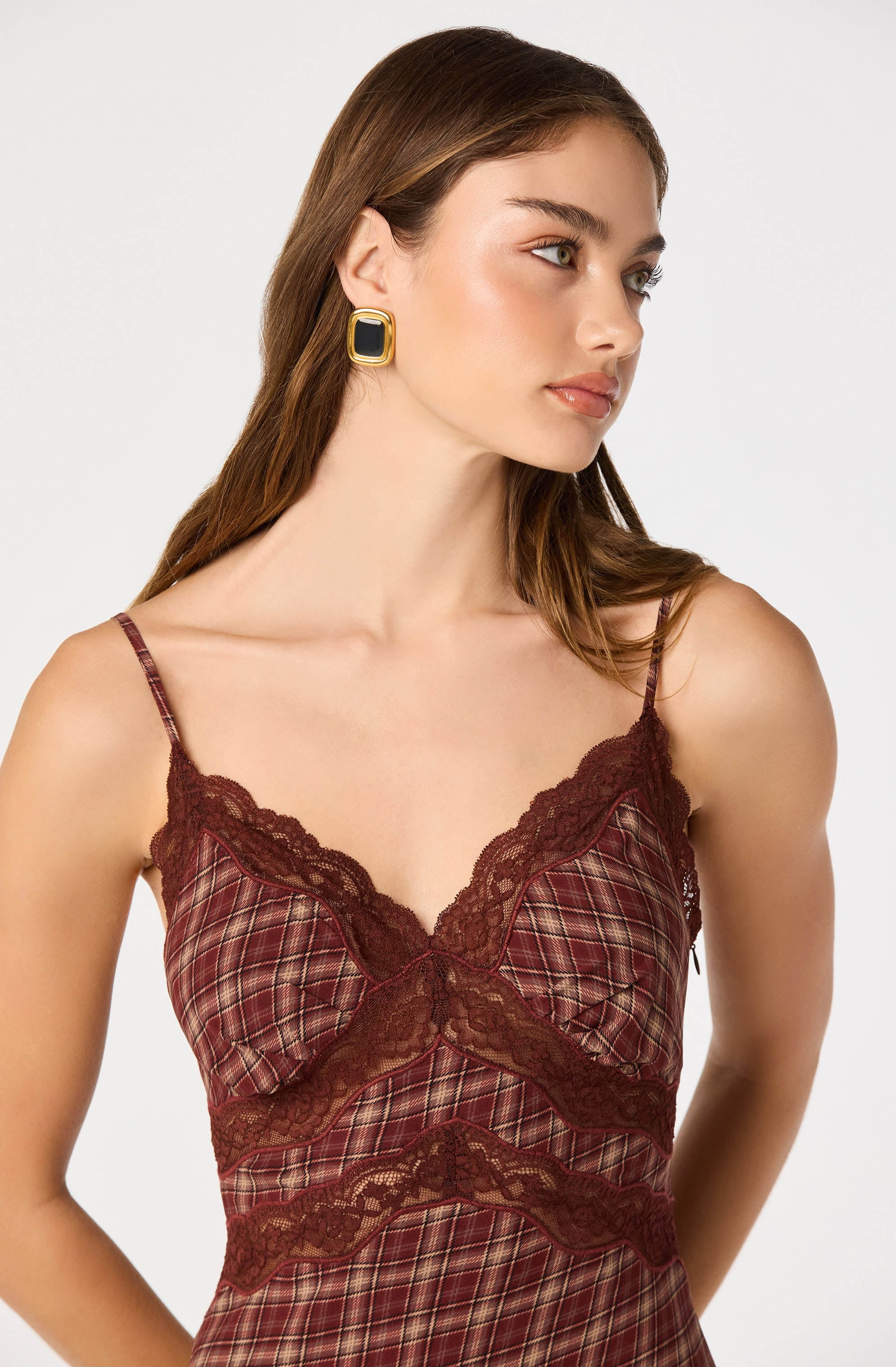 Carin Dress - Wine Plaid