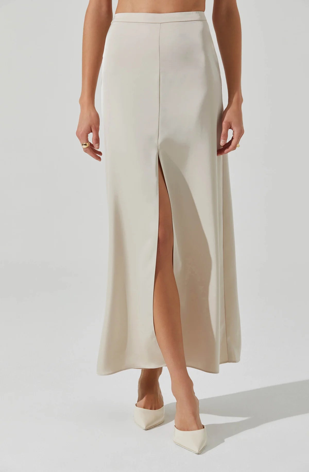 Vitella Satin Maxi Skirt - Ecru