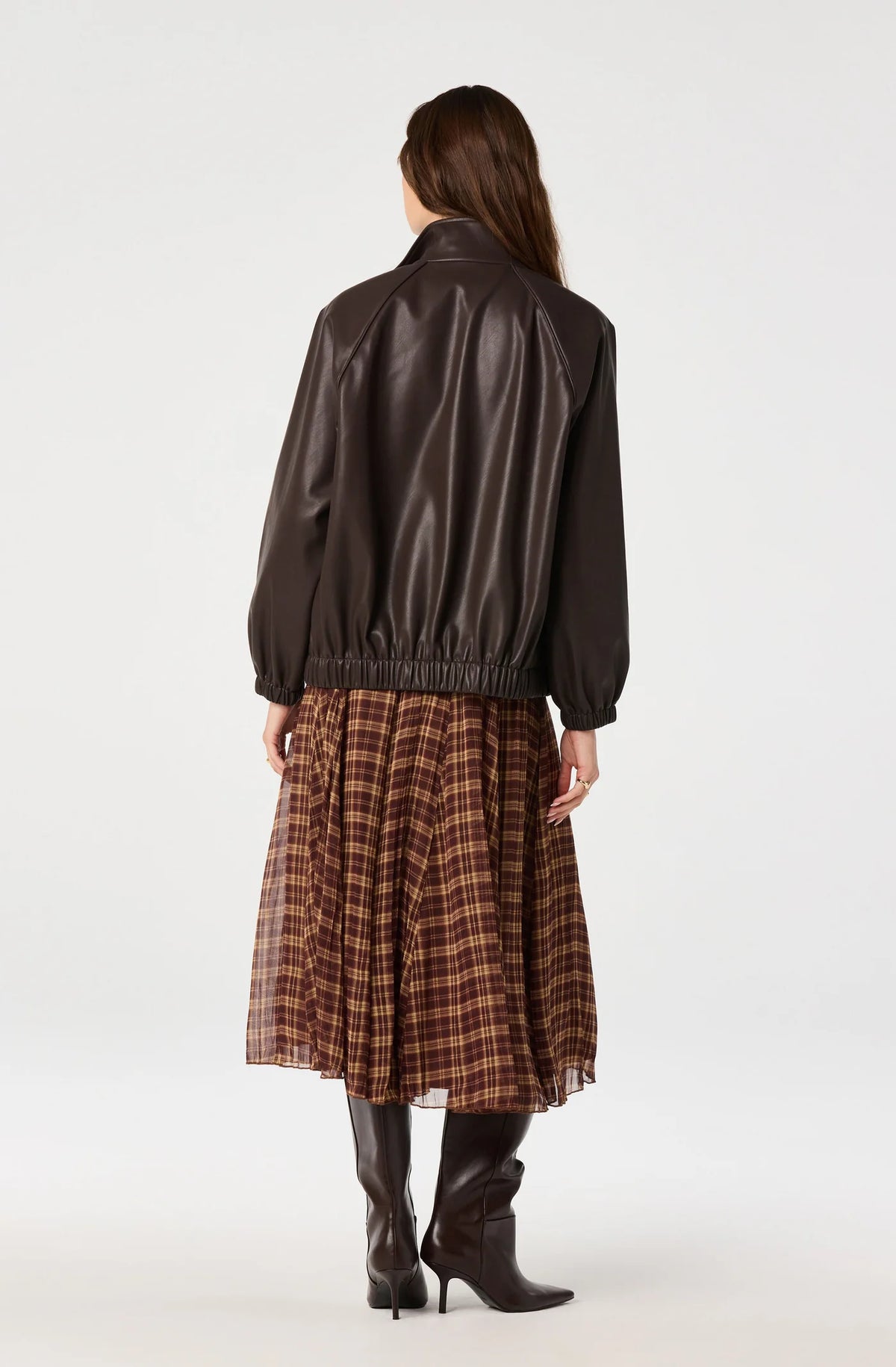 Fiori Plaid Chiffon Godel Skirt - Brown Plaid