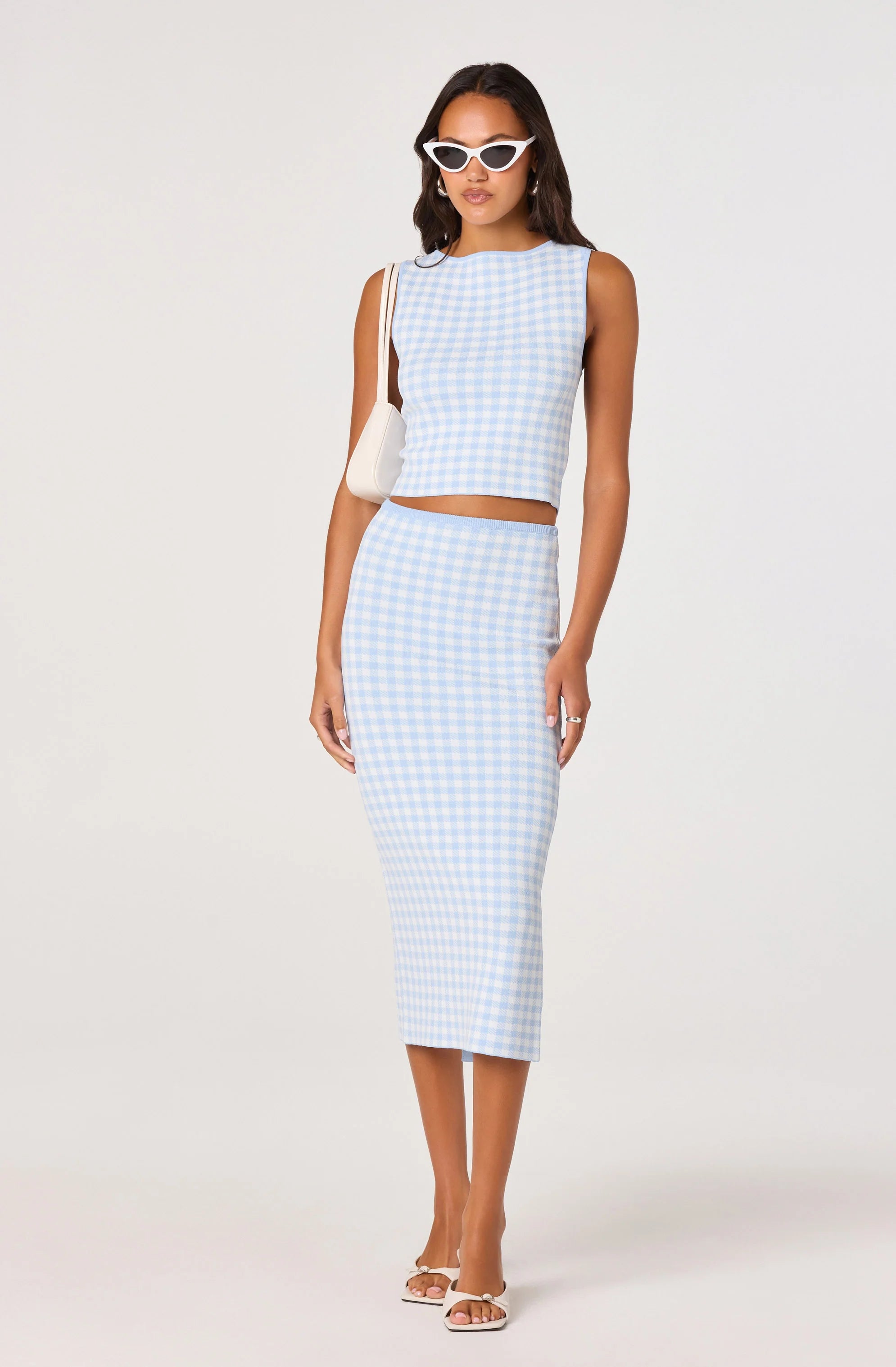 Babbett Sweater Skirt - Blue Gingham
