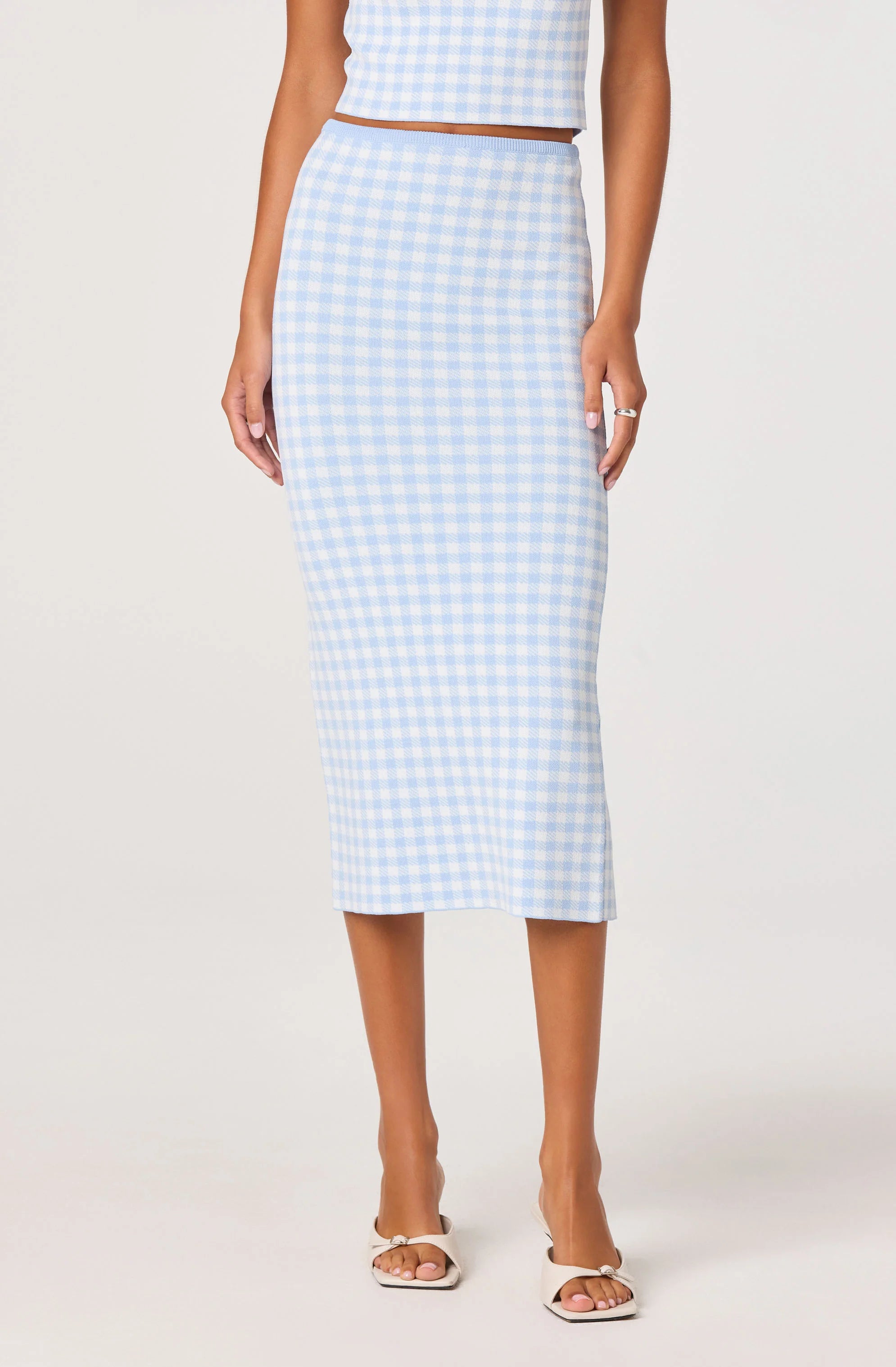 Babbett Sweater Skirt - Blue Gingham