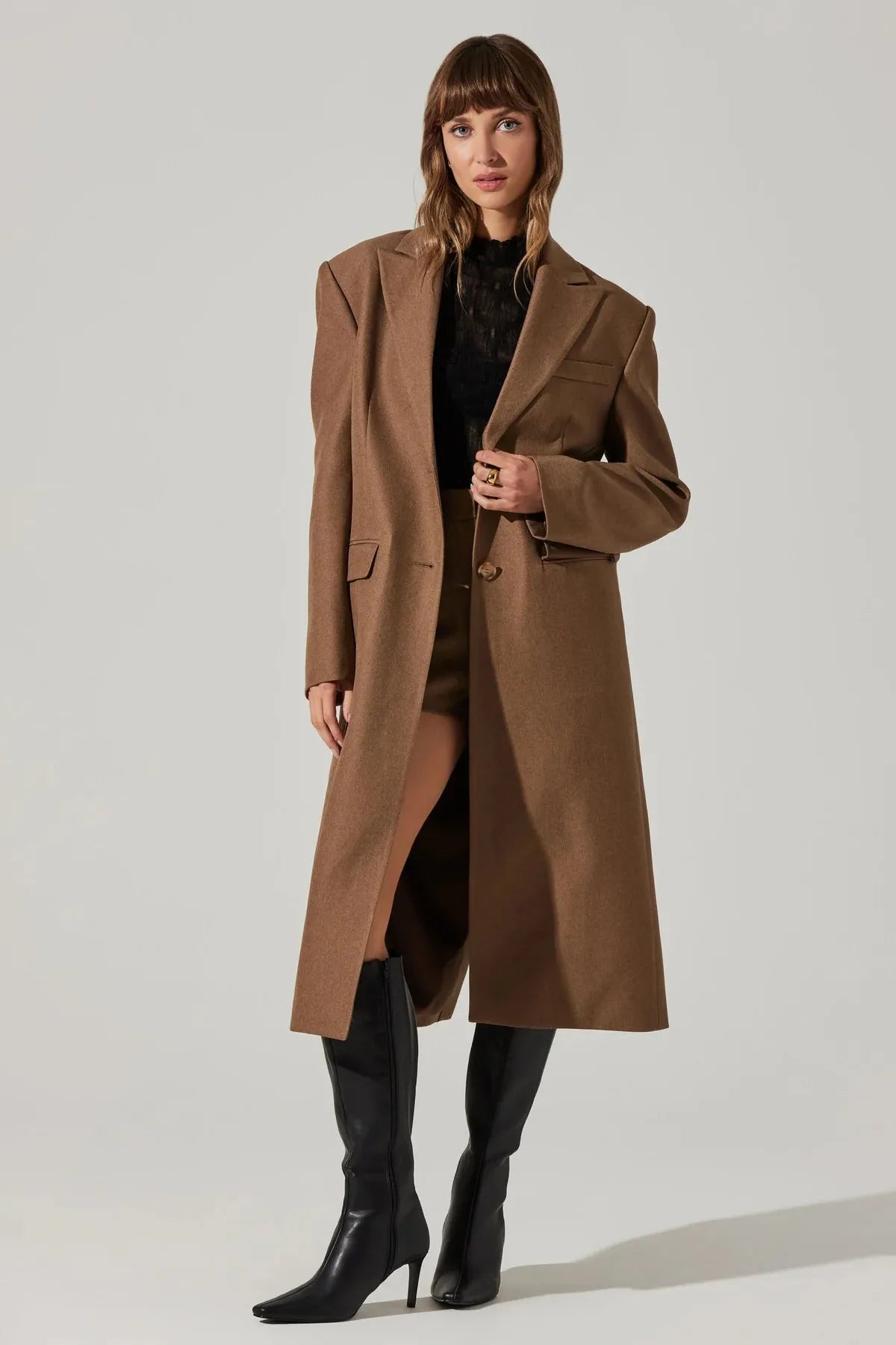 brown longline coat