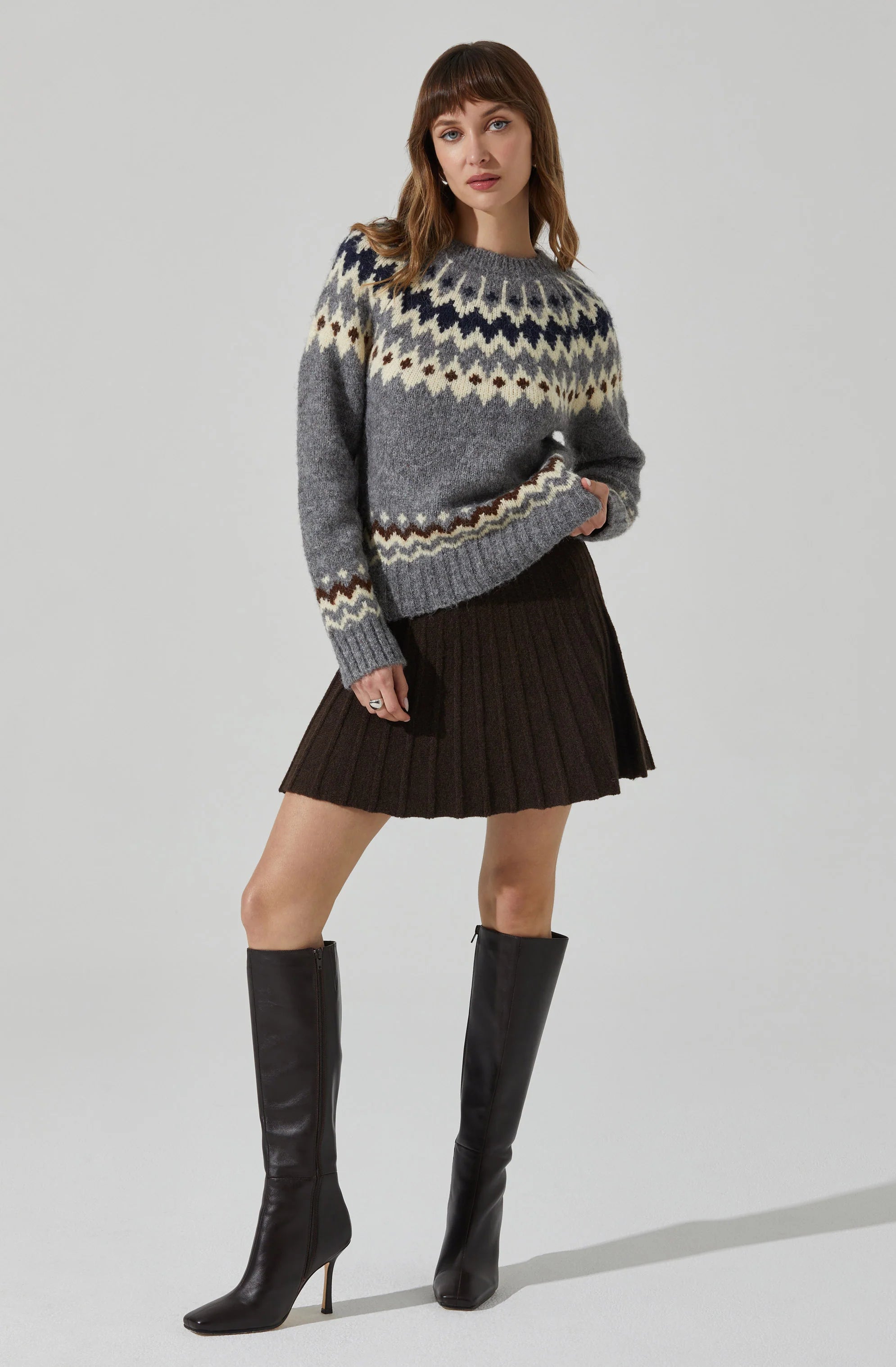 Feyre Fair Isle Sweater - Grey