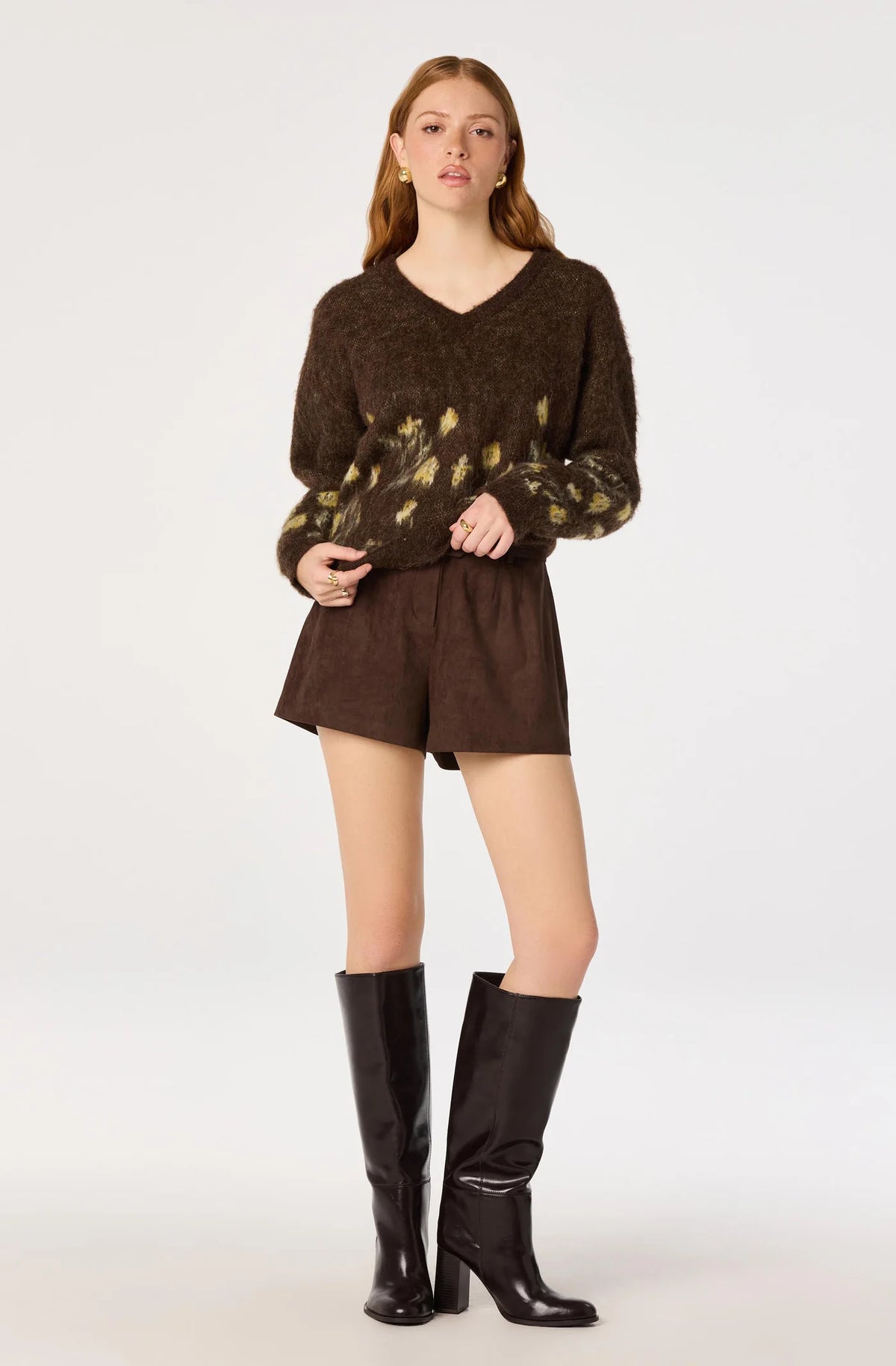 Bowie Sweater - Brown Floral