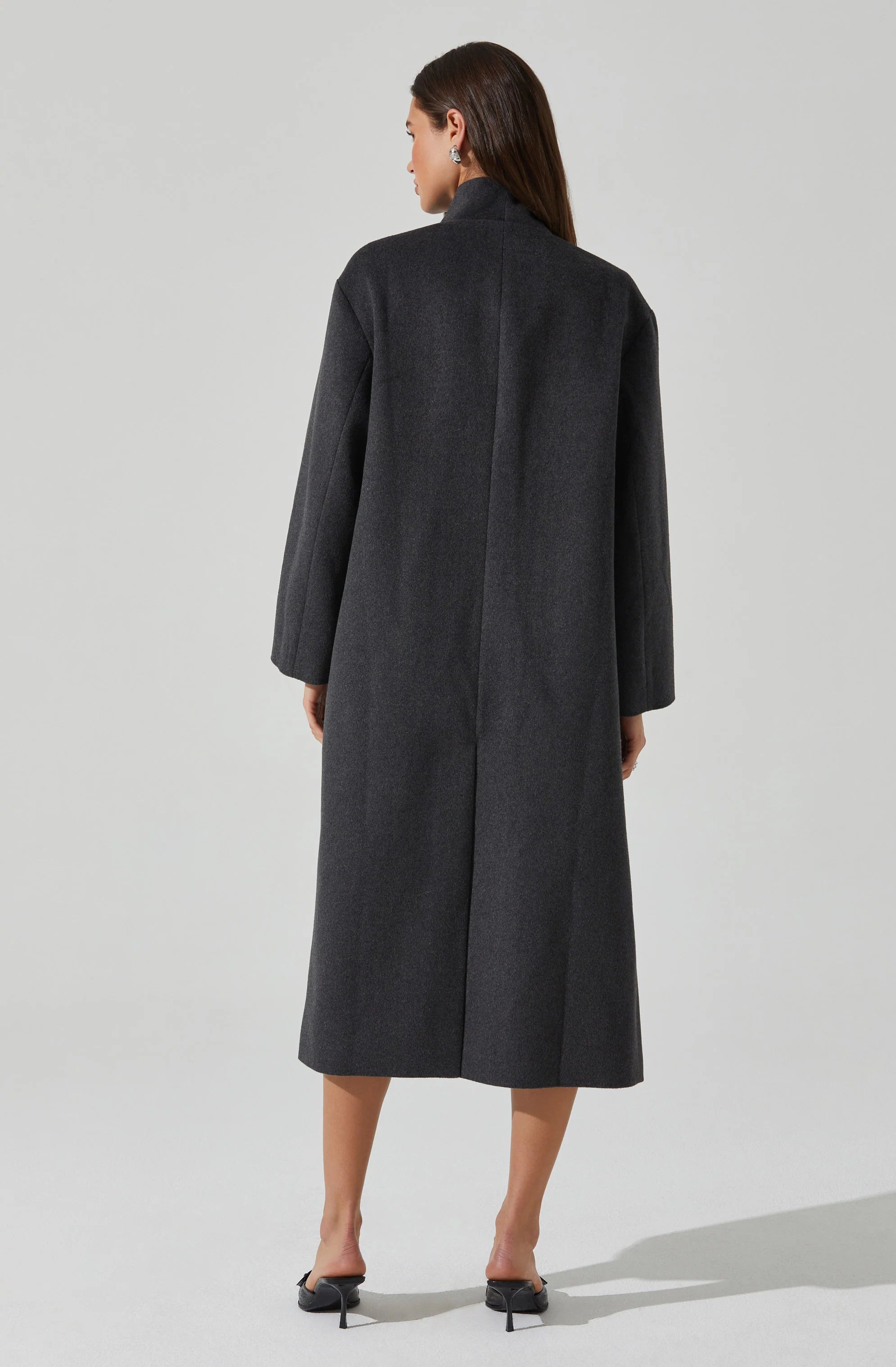 London Scarf Longline Coat - Charcoal
