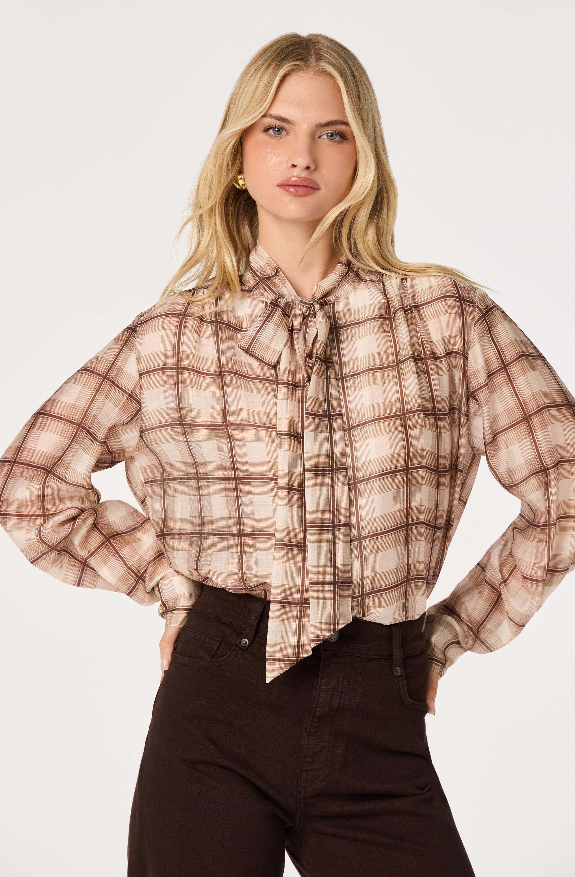 Mabry Top - Brown Plaid