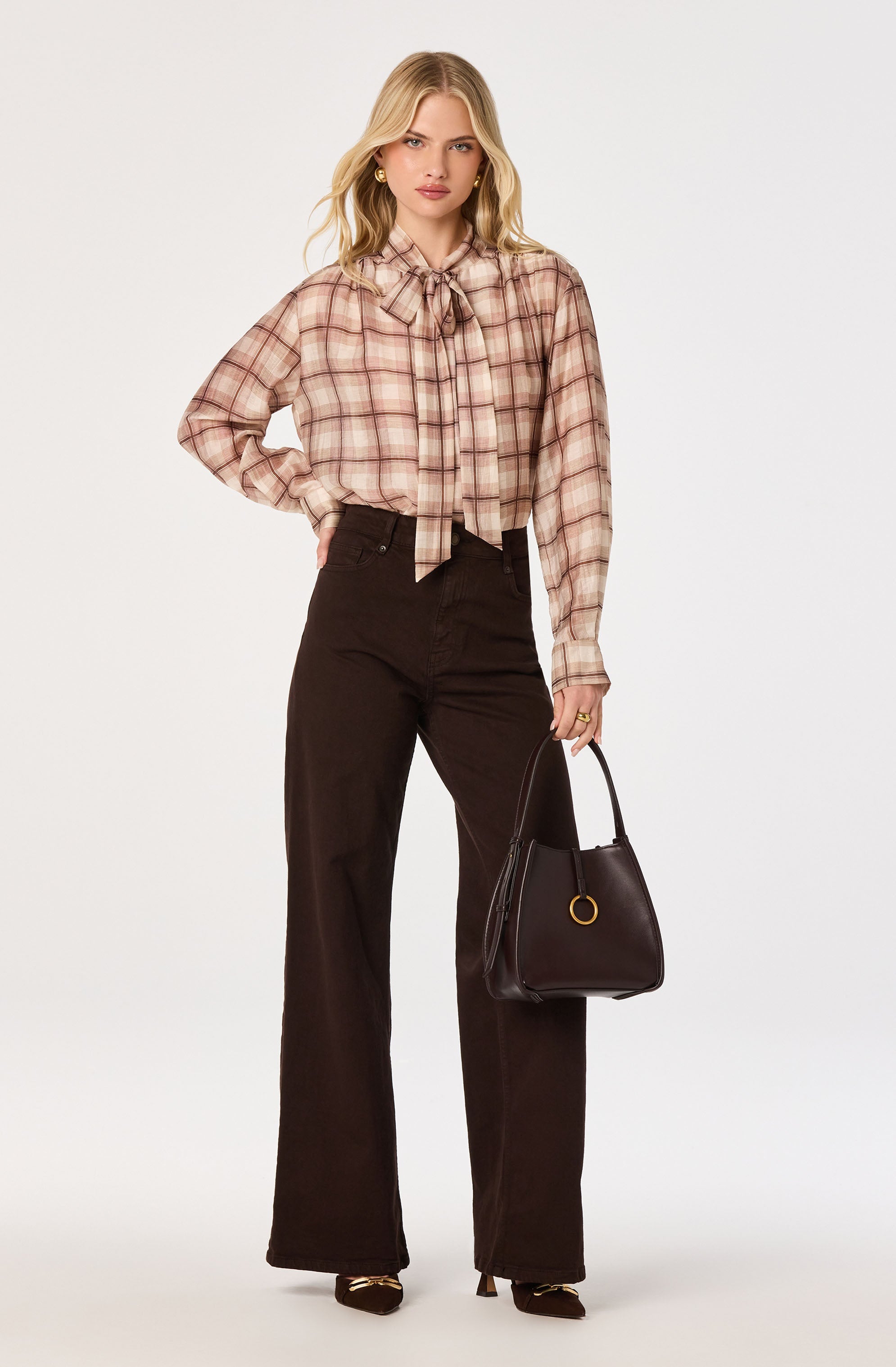 Mabry Top - Brown Plaid