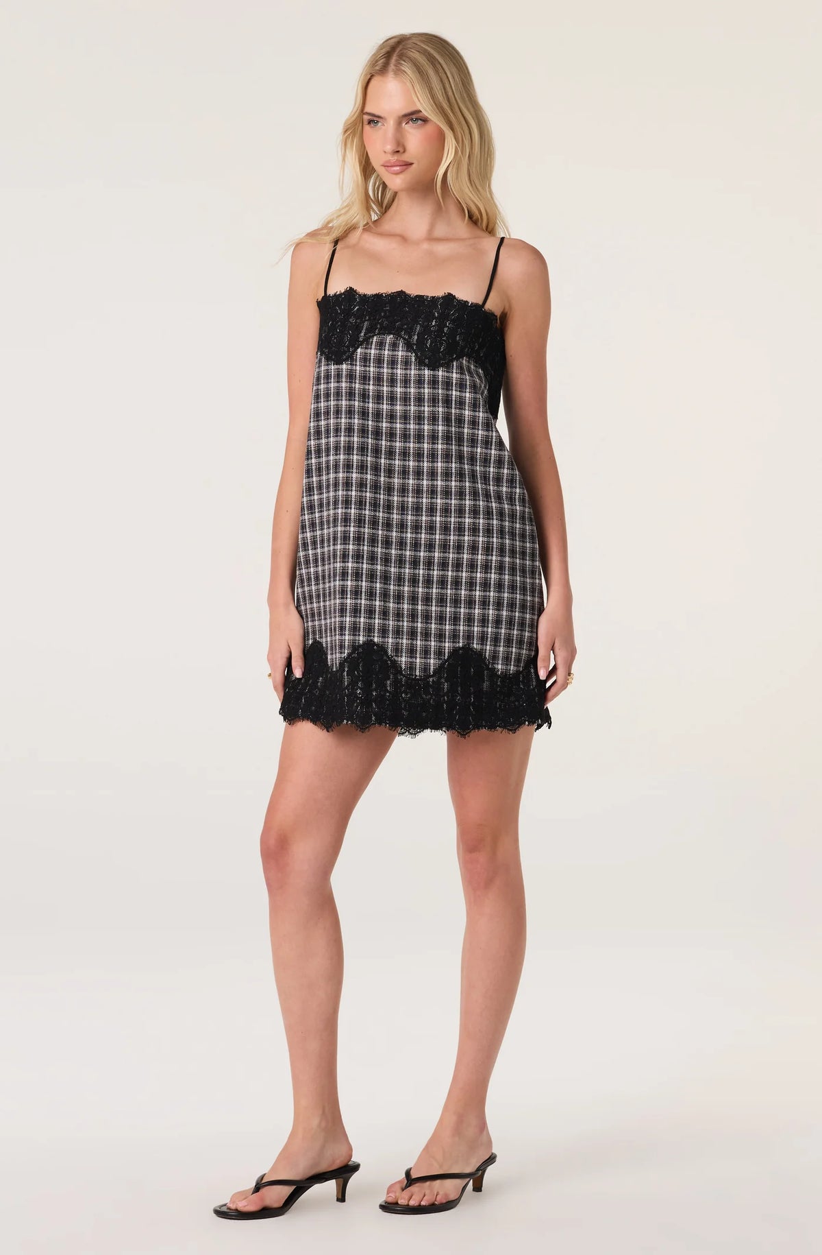 Aitana Plaid Mini Dress - Black Blue Plaid