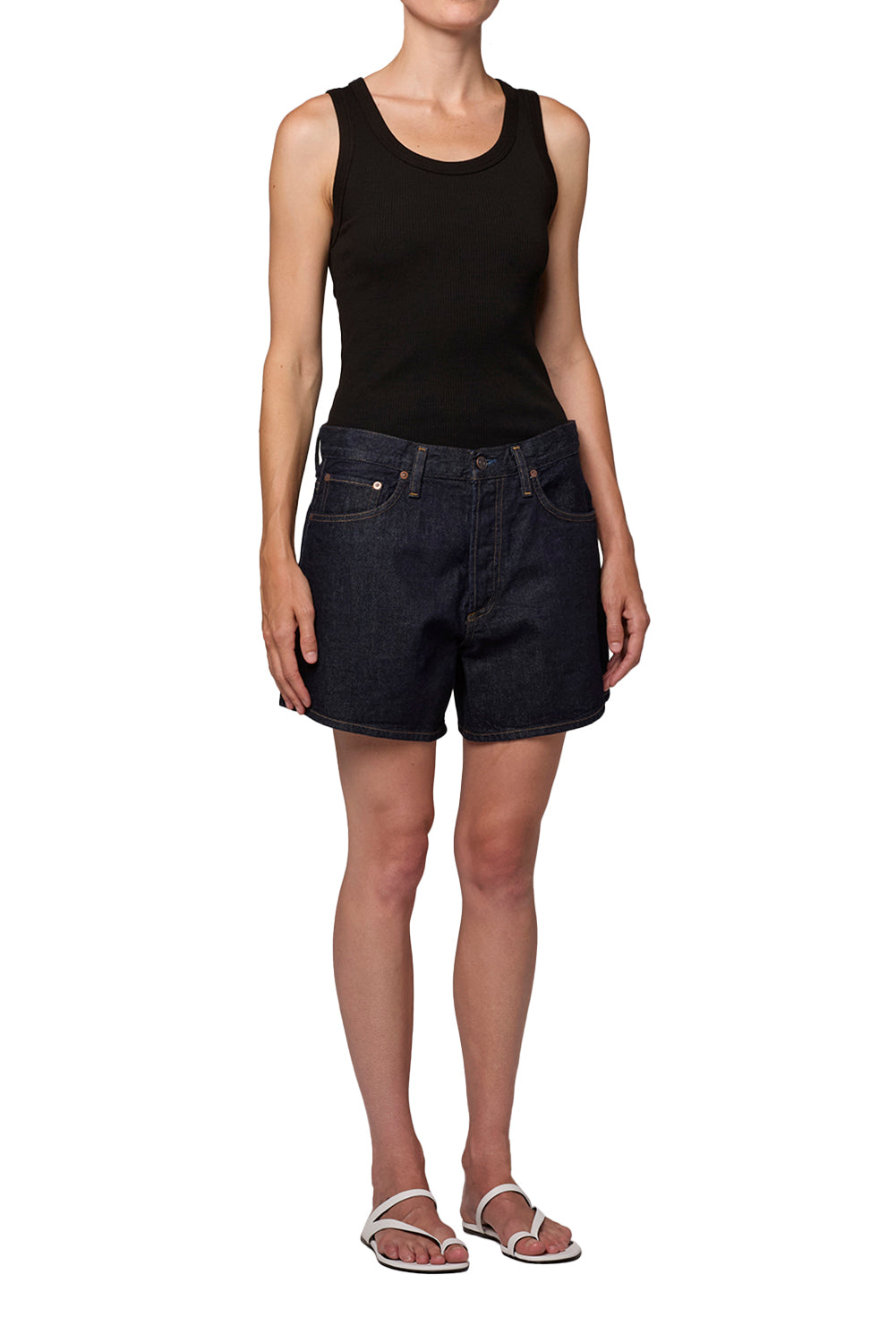 AGOLDE Leith Short in Rinse indigo denim oversized vintage fit side view