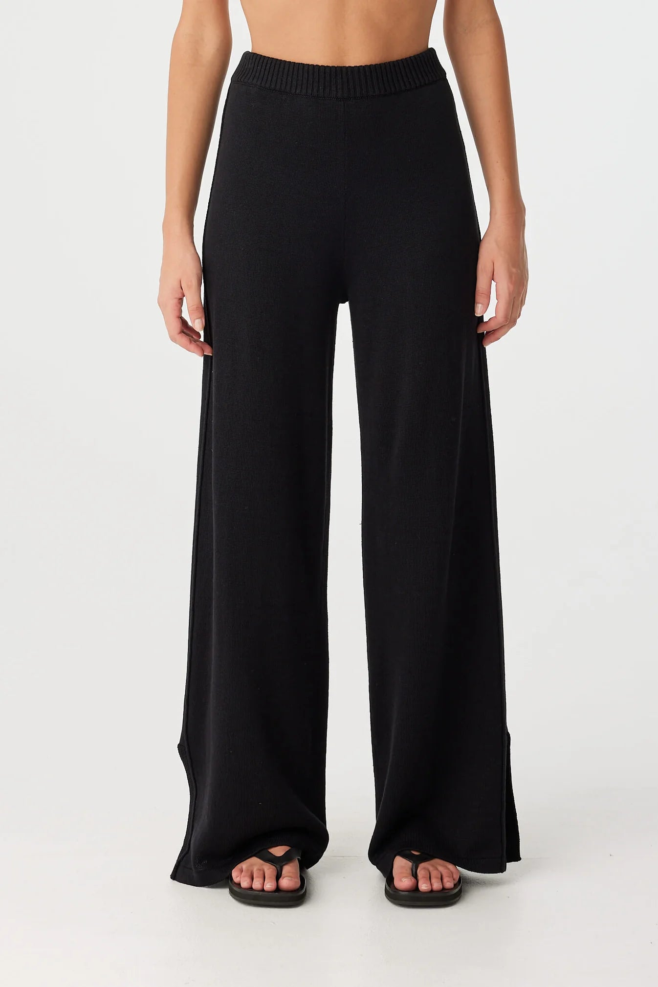 linen cotton blend black pant 
