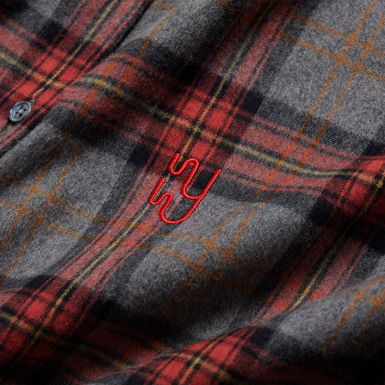 Plaid Flannel Shirt - Grey Melange