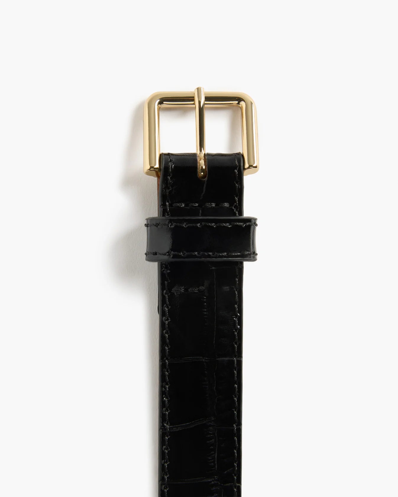 Flattered Barbara Belt in Black Croco leather with gold buckle