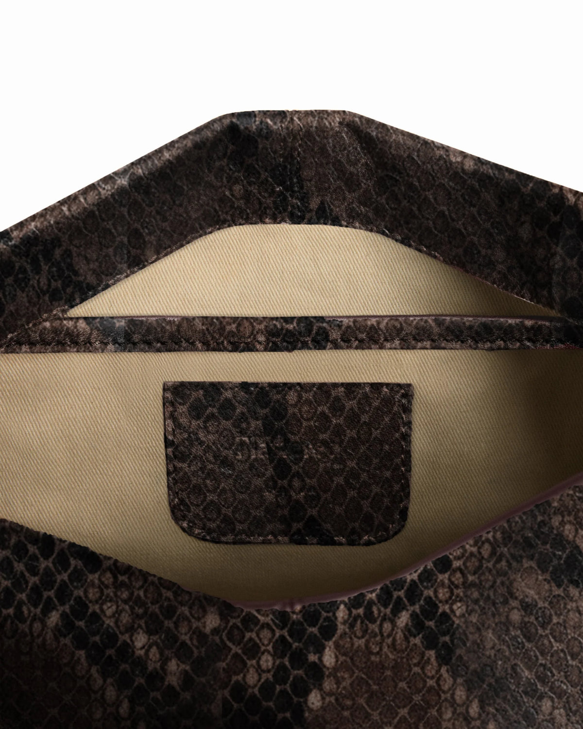 Clay Clutch - Chocolate Snake Embossed Leather