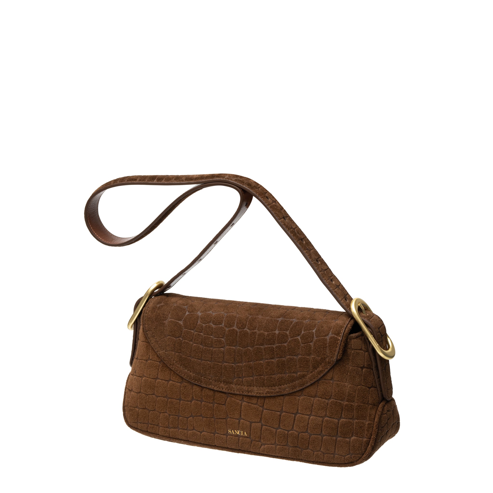 Sancia Pamela bag in portobello croc — interior view