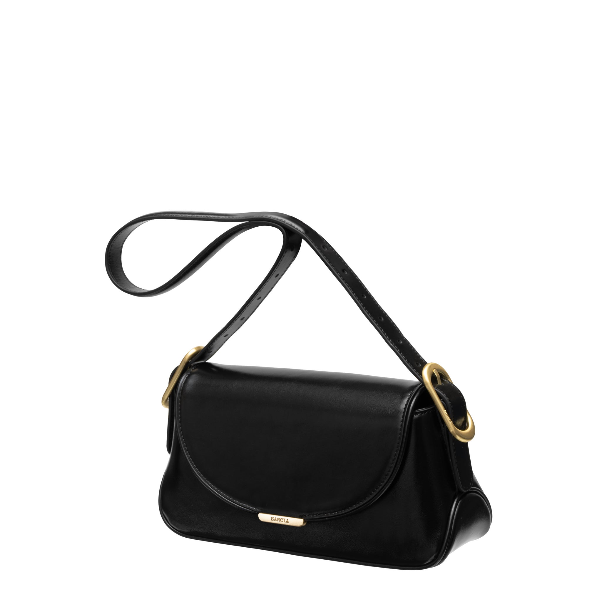 Sancia Pamela bag in black leather — front view