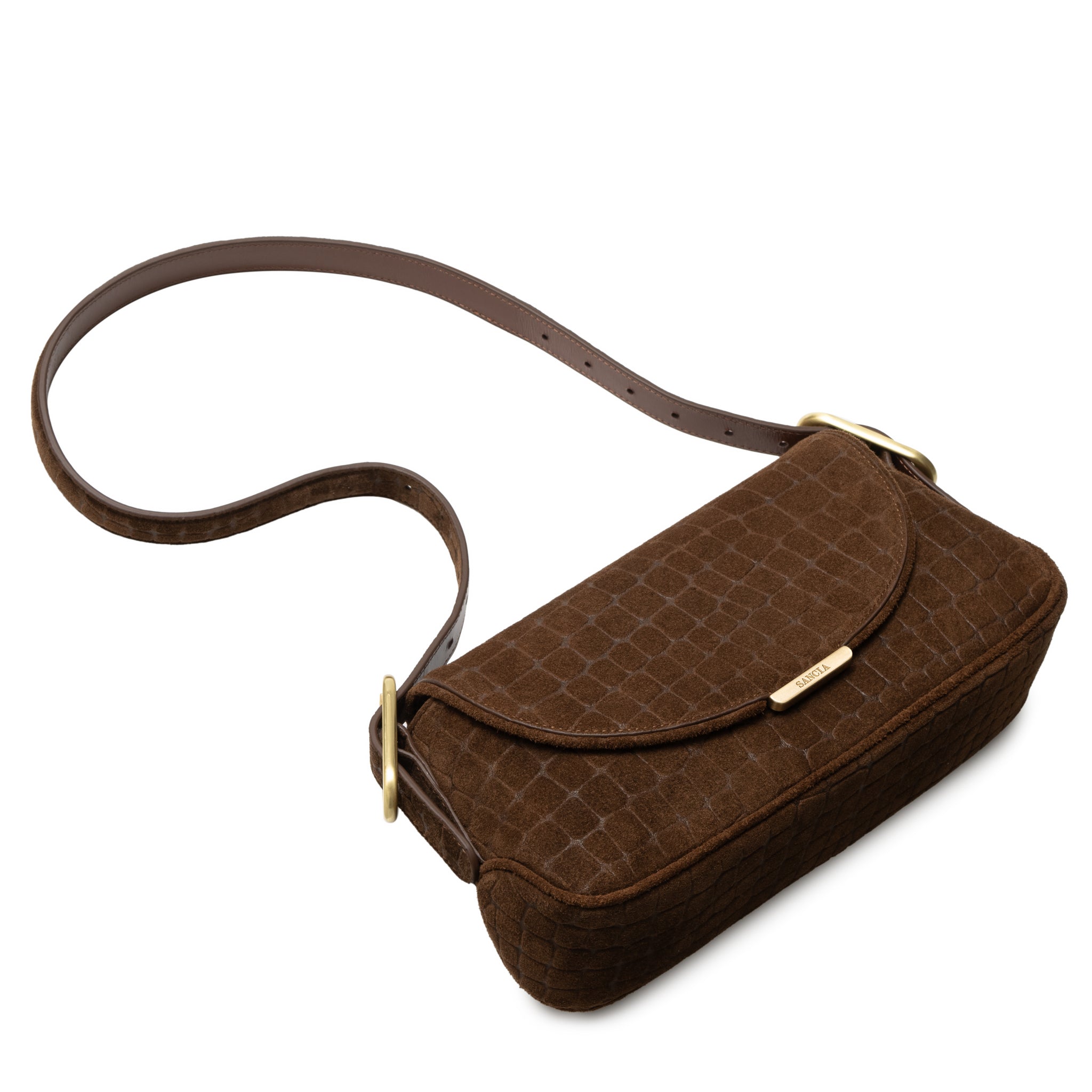 Sancia Pamela bag in portobello croc — detail view