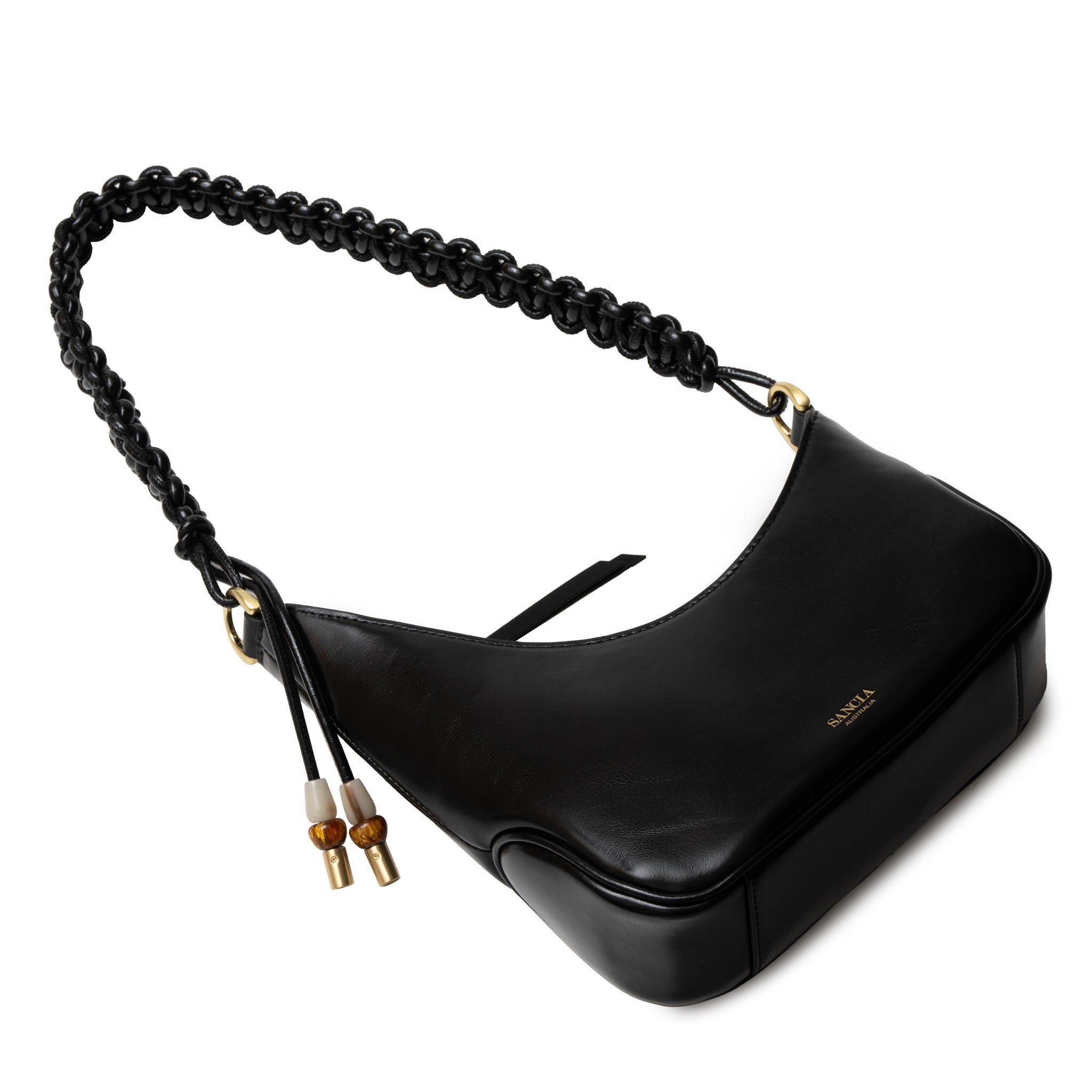 Sancia Maria bag in black leather — hardware detail
