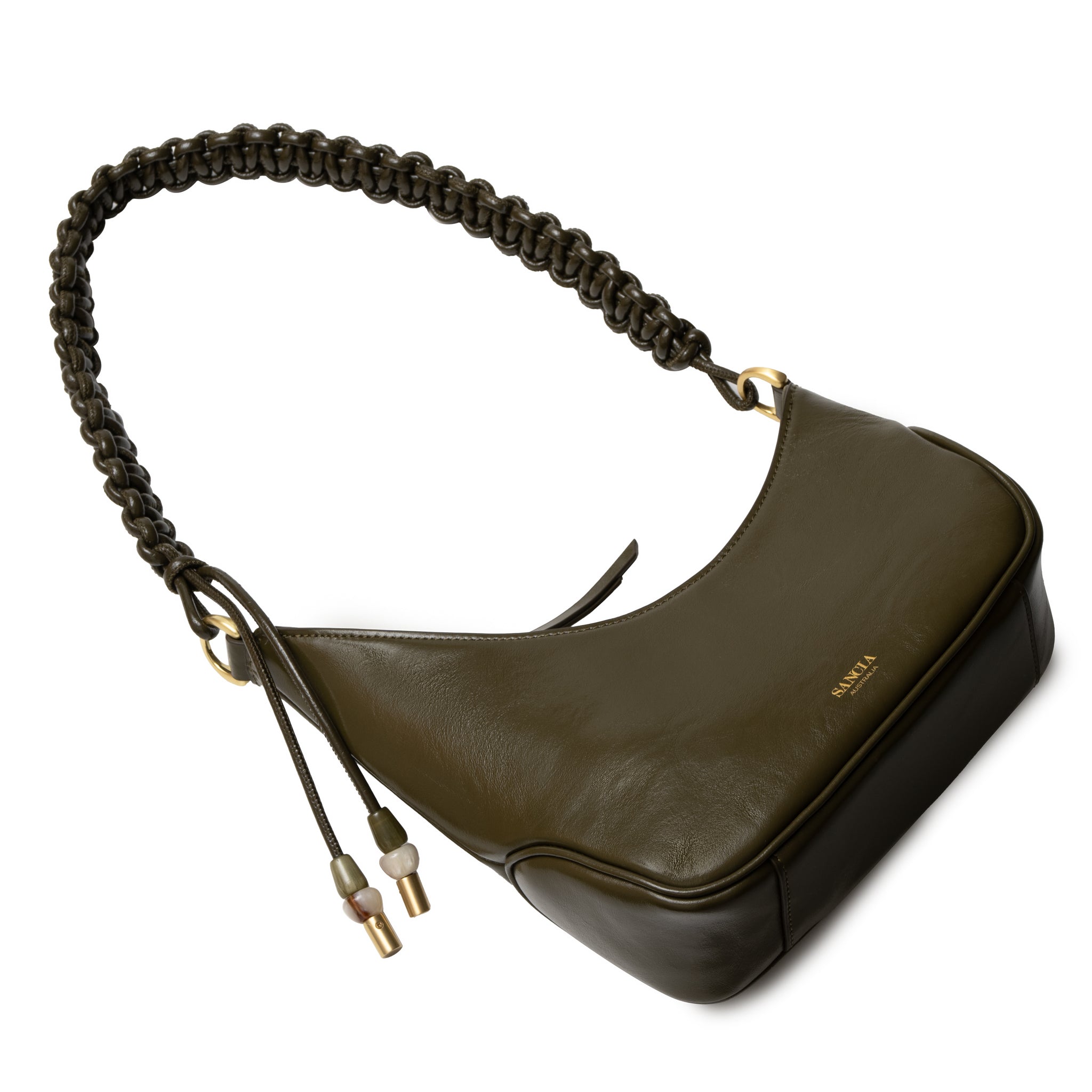 Sancia Maria bag in olive leather — detail view