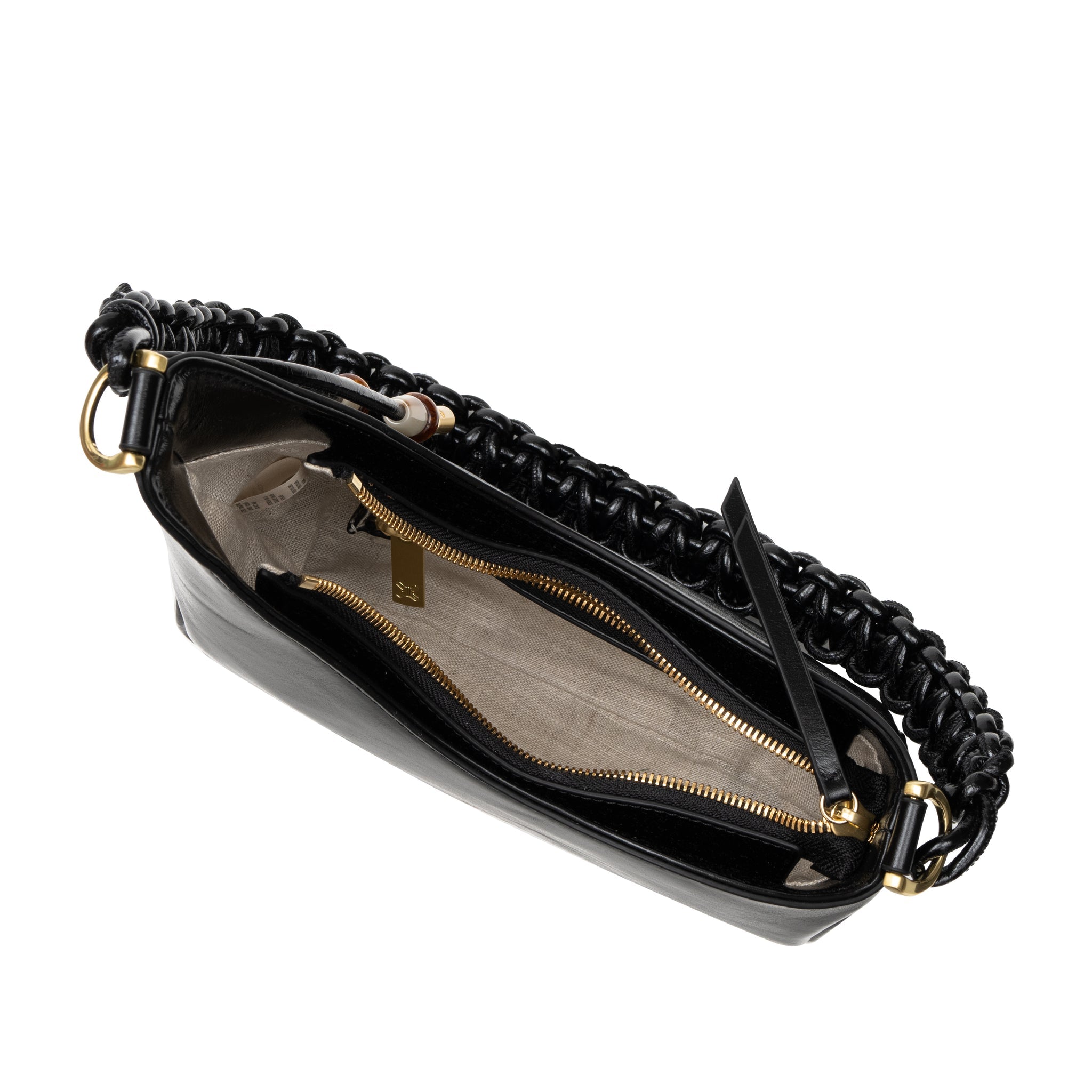 Sancia Maria bag in black leather — styled on model