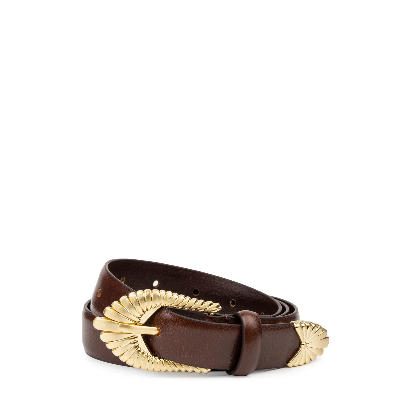100% vegetable tanned leather brown belt