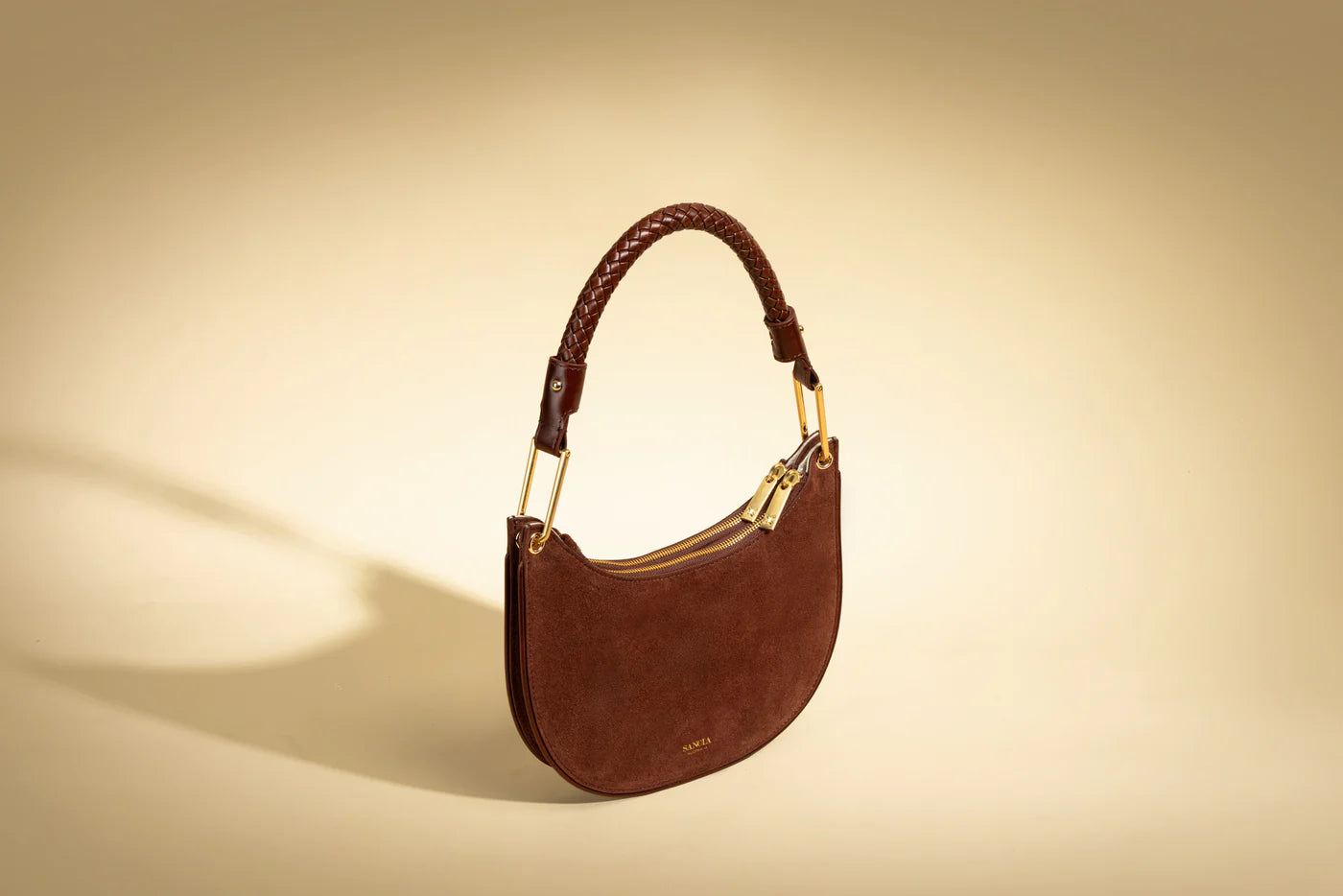100% tanned leather brown suede purse