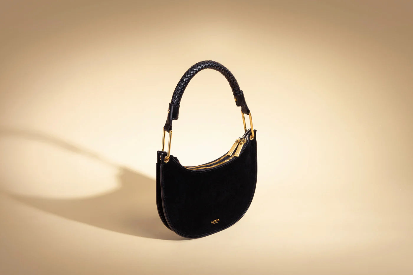 100% suede leather black purse 