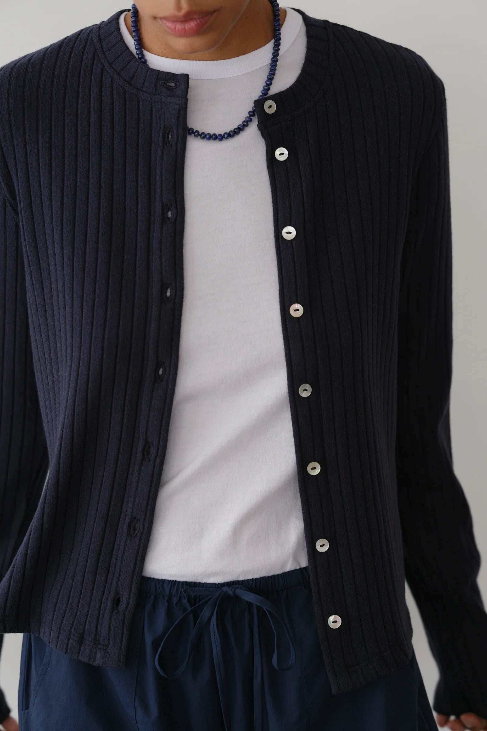 The Sweater Rib Cardi - Navy