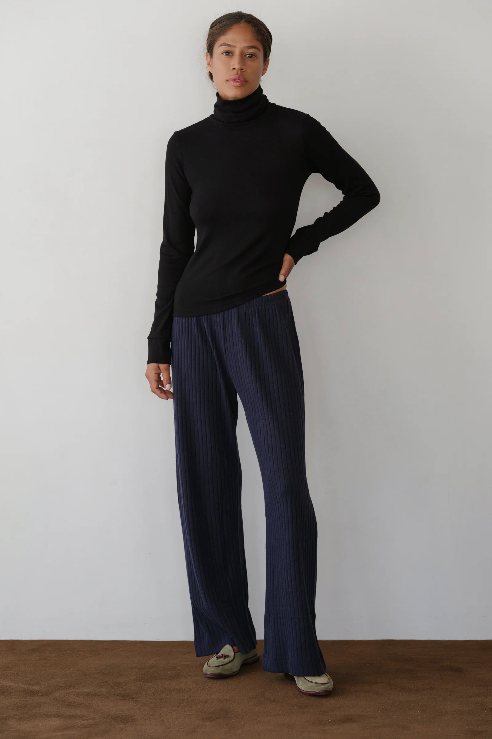 The Sweater Rib Simple Pant - Navy