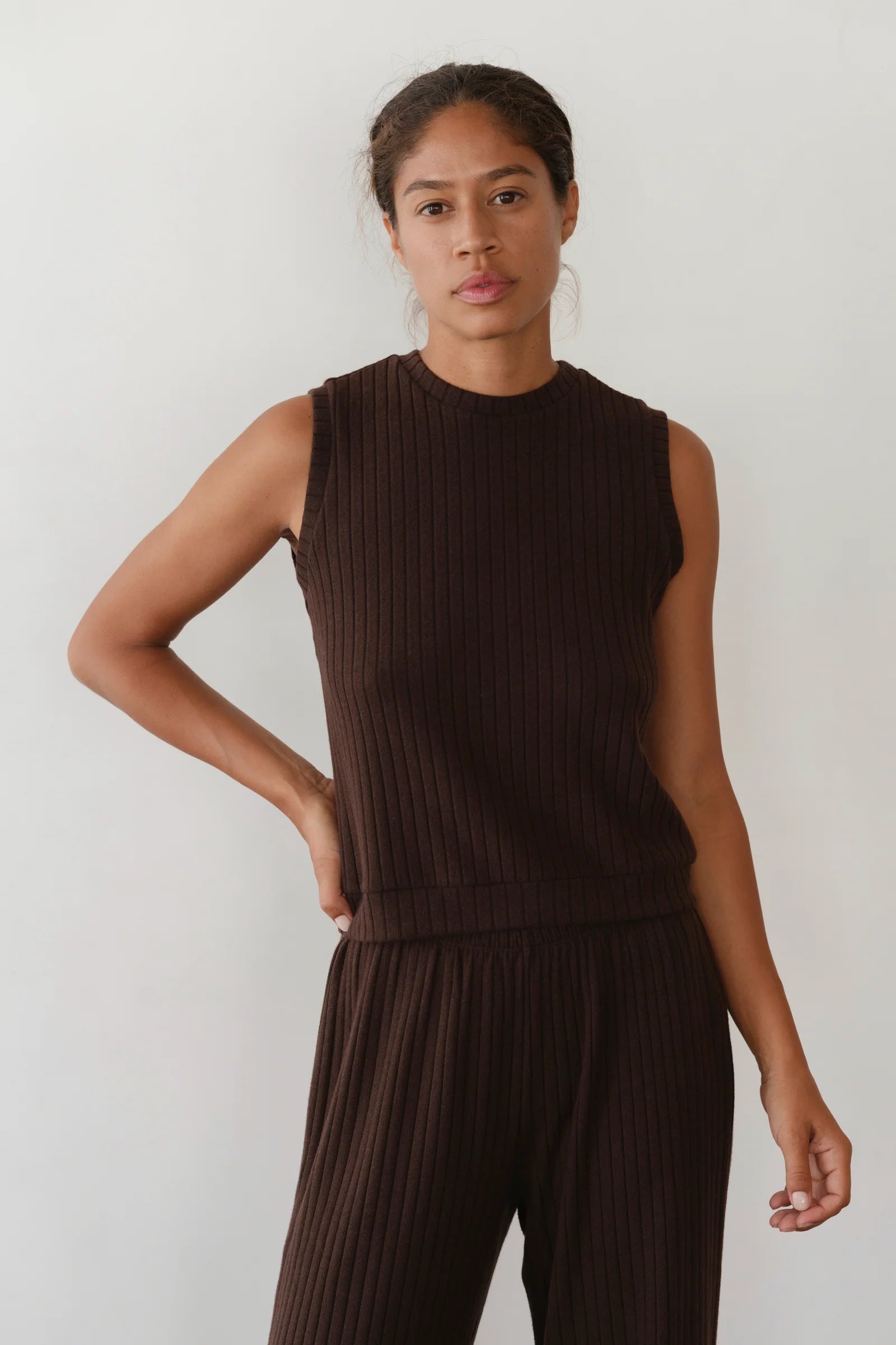 The Sweater Rib Tank - Espresso