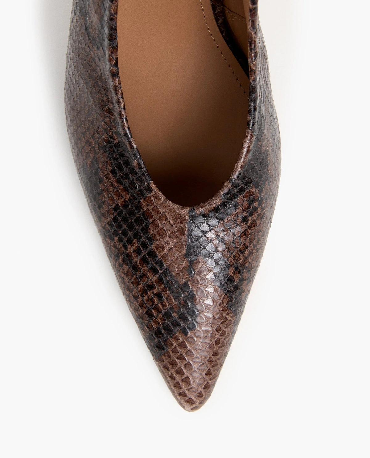 Lilian Heel - Chocolate Snake Embossed Leather