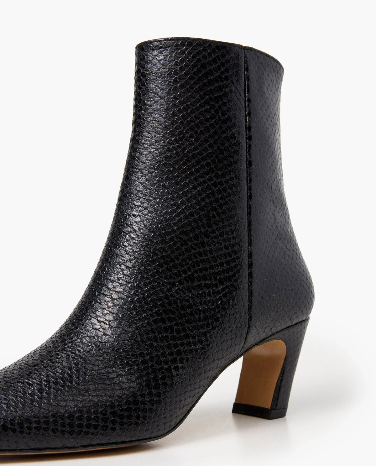 Xena Boot - Black Leather Snake Embossed