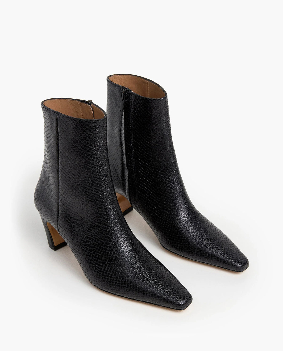 Xena Boot - Black Leather Snake Embossed