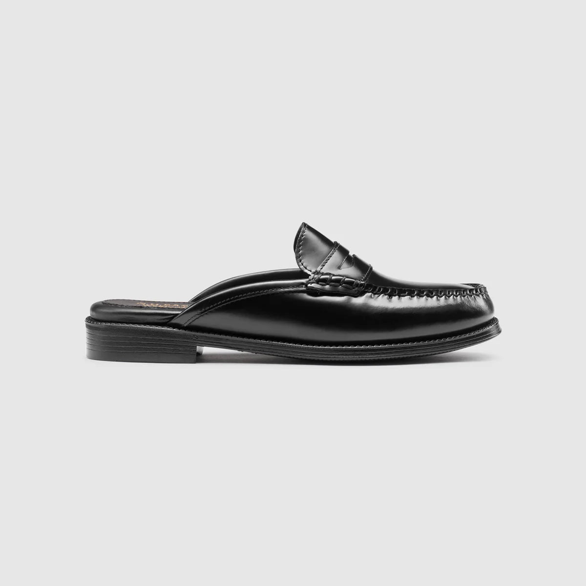 leather lined black mules