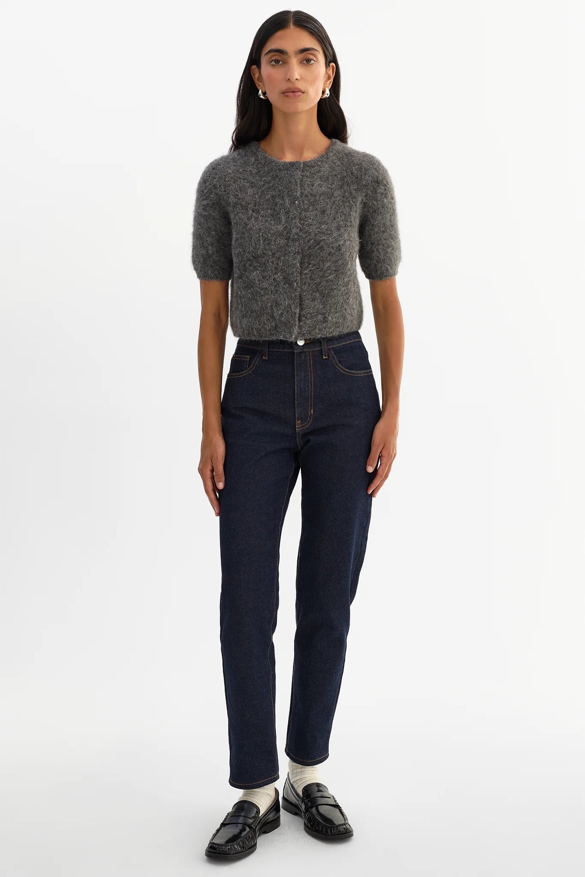 Kendra Cropped Cardigan - Heather Charcoal