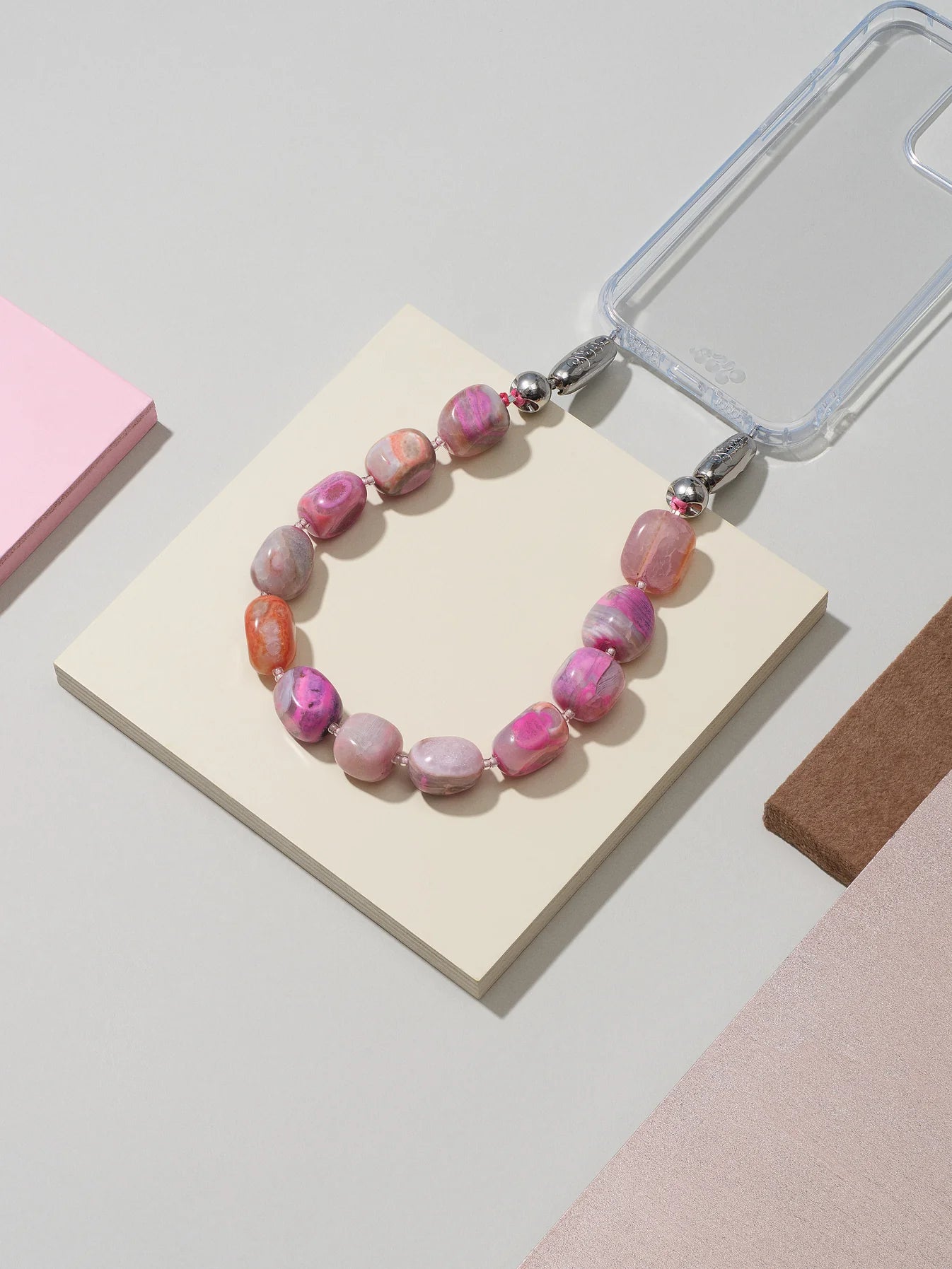 Large Cut Gemstone Wristlet – Mixed Agate