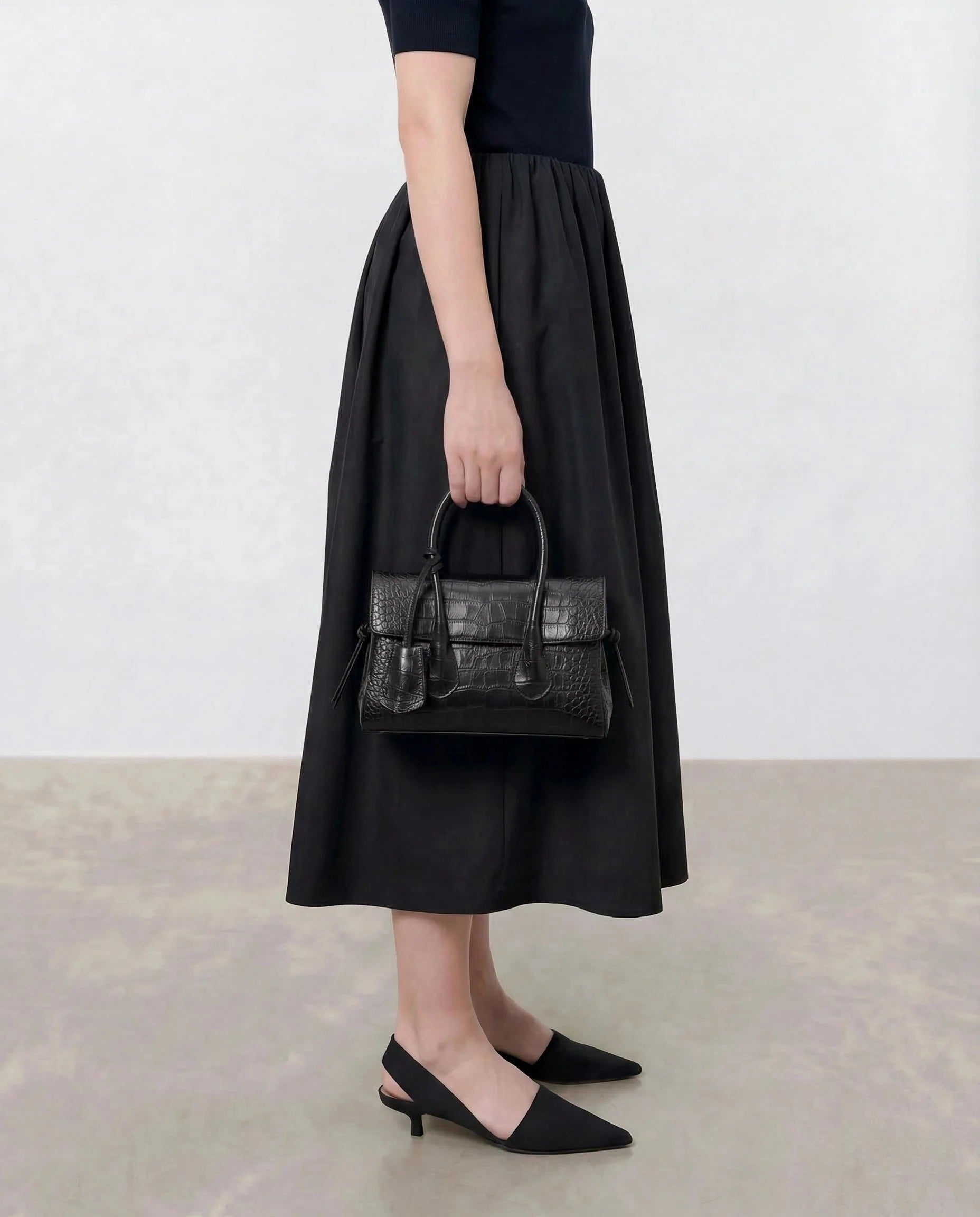 Lydia Mini Bag - Black Croco Leather