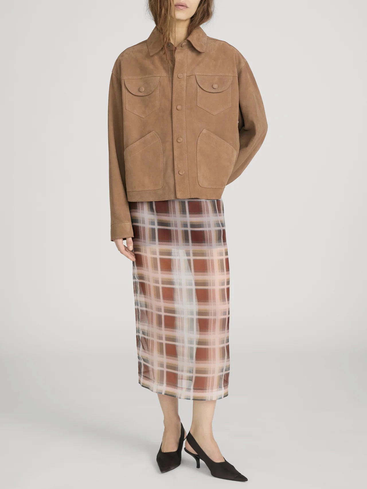 The Plaid Organza Skirt – Silver Peony Plaid