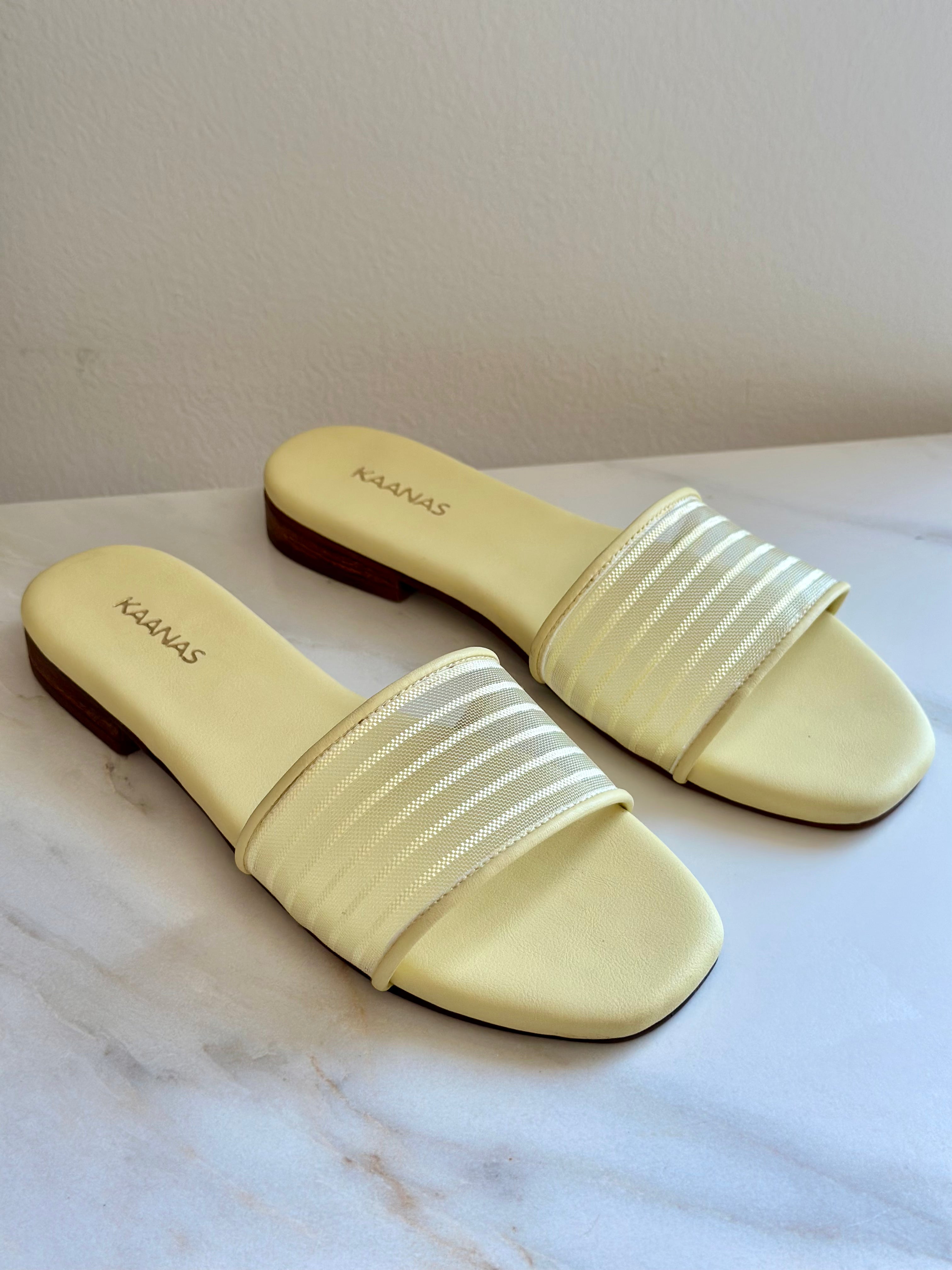Elorin Striped Mesh Slide - Butter