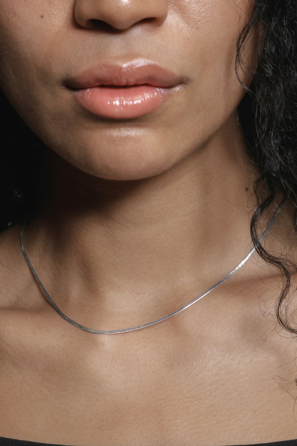 Thin Herringbone Chain - Sterling Silver