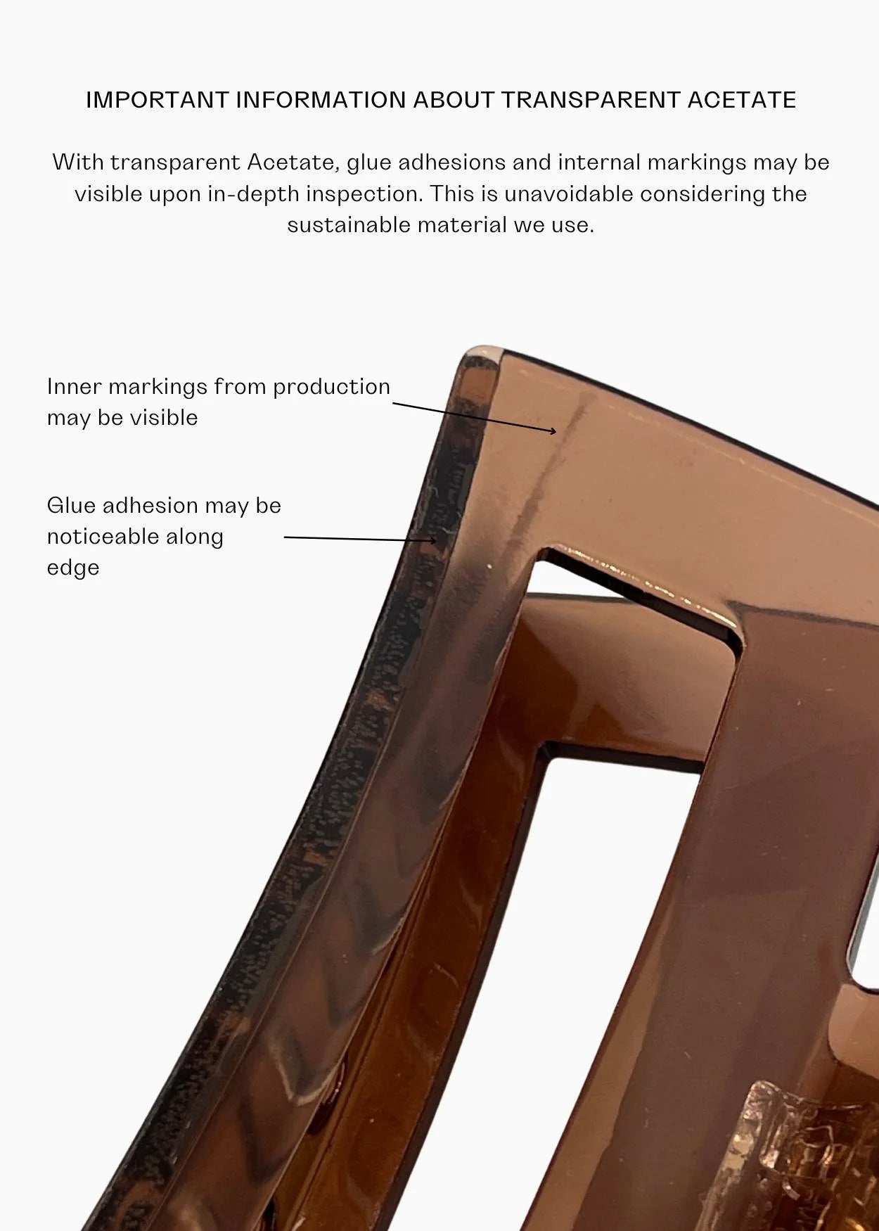 Close up of Kov Essentials Soul Clip teeth and sustainable acetate material