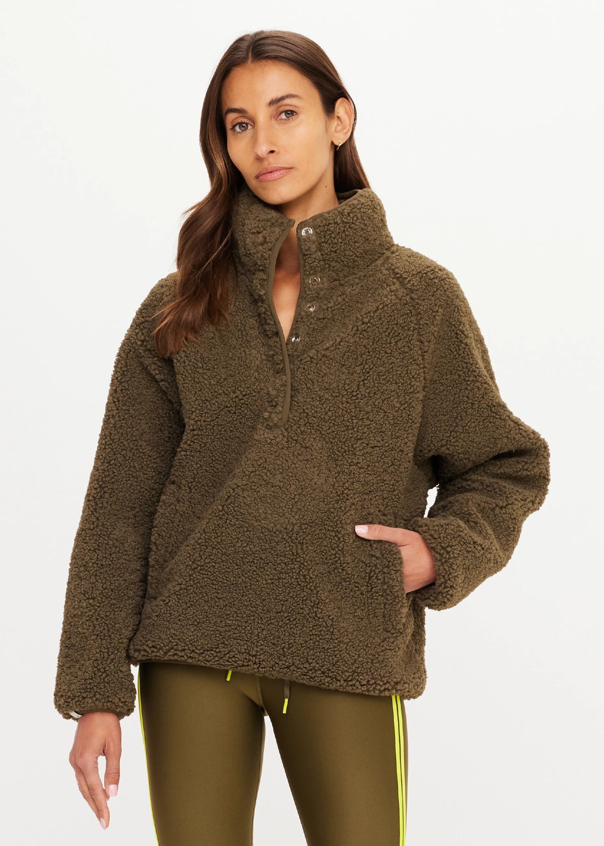 olive long sleeve zip up fleece