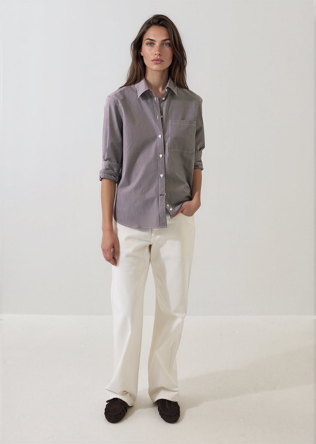 LS Boyfriend Pocket Shirt - Bark