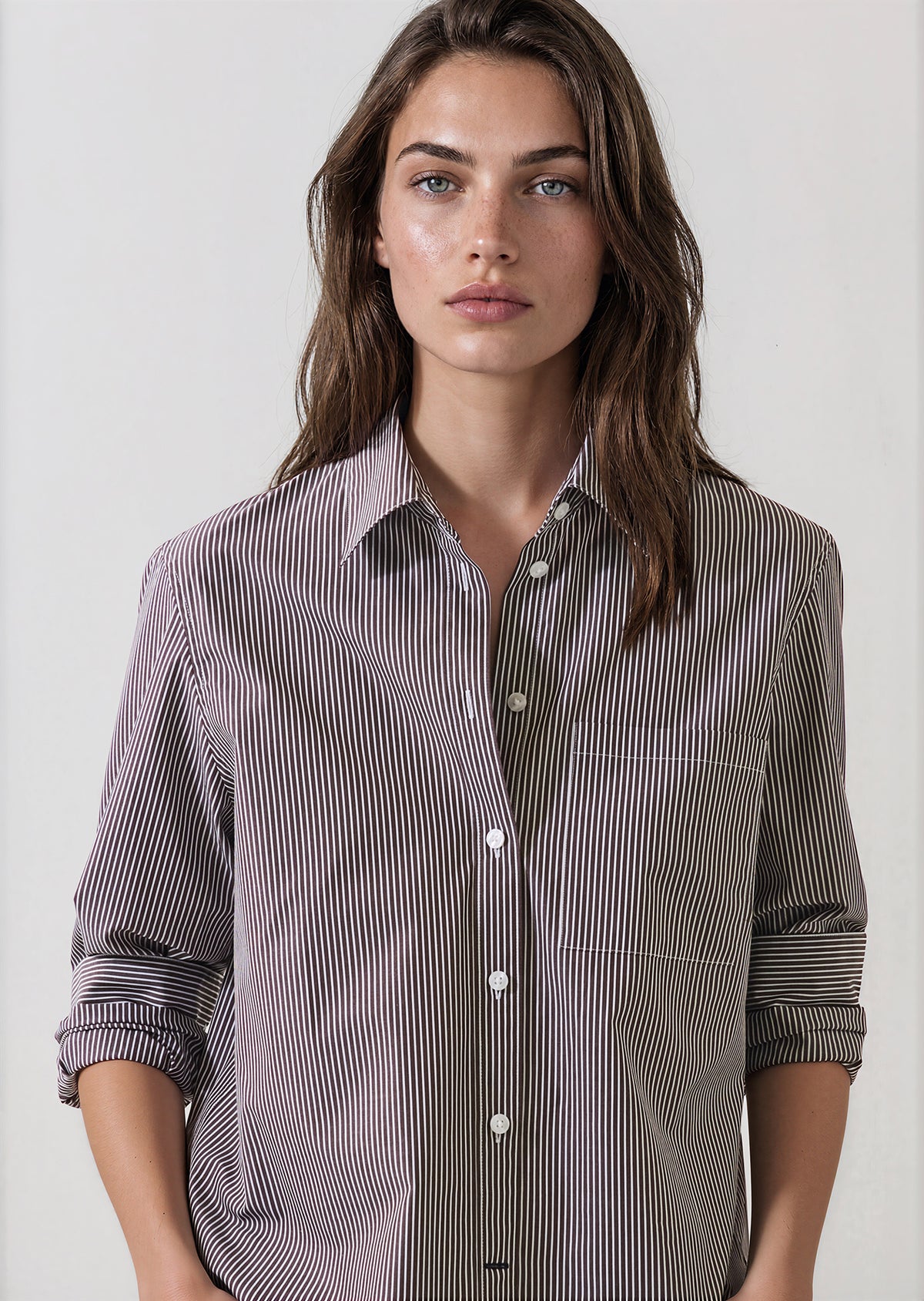 LS Boyfriend Pocket Shirt - Bark