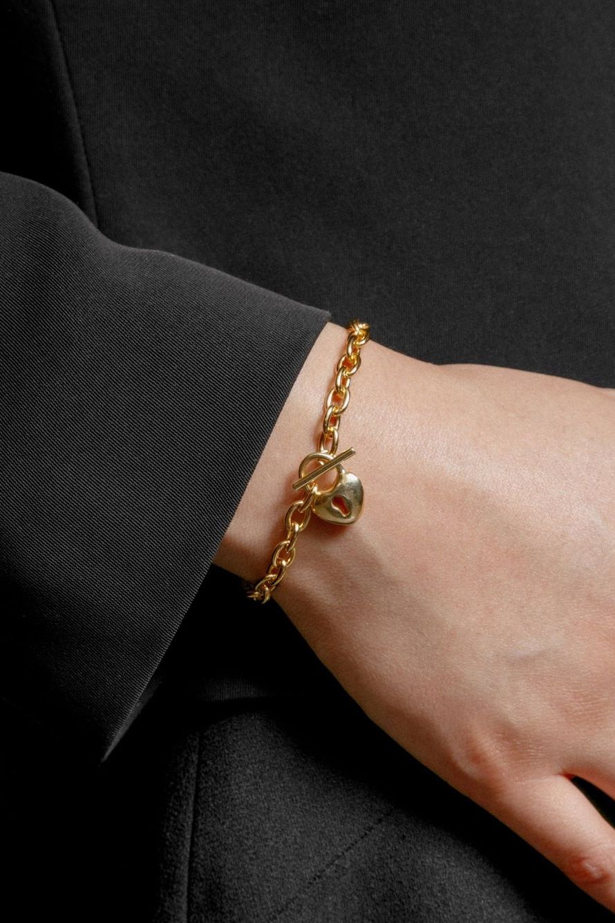 Heart Lock Bracelet - Gold