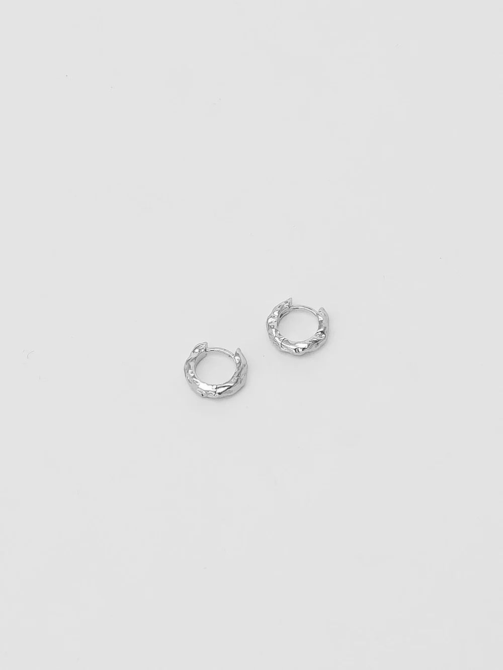 Organic Huggie Hoops - Sterling Silver