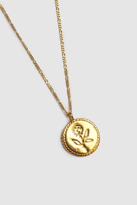 Rose Coin Necklace - Gold