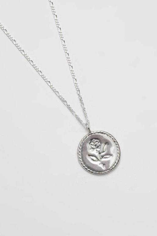 Rose Coin Necklace - Sterling Silver