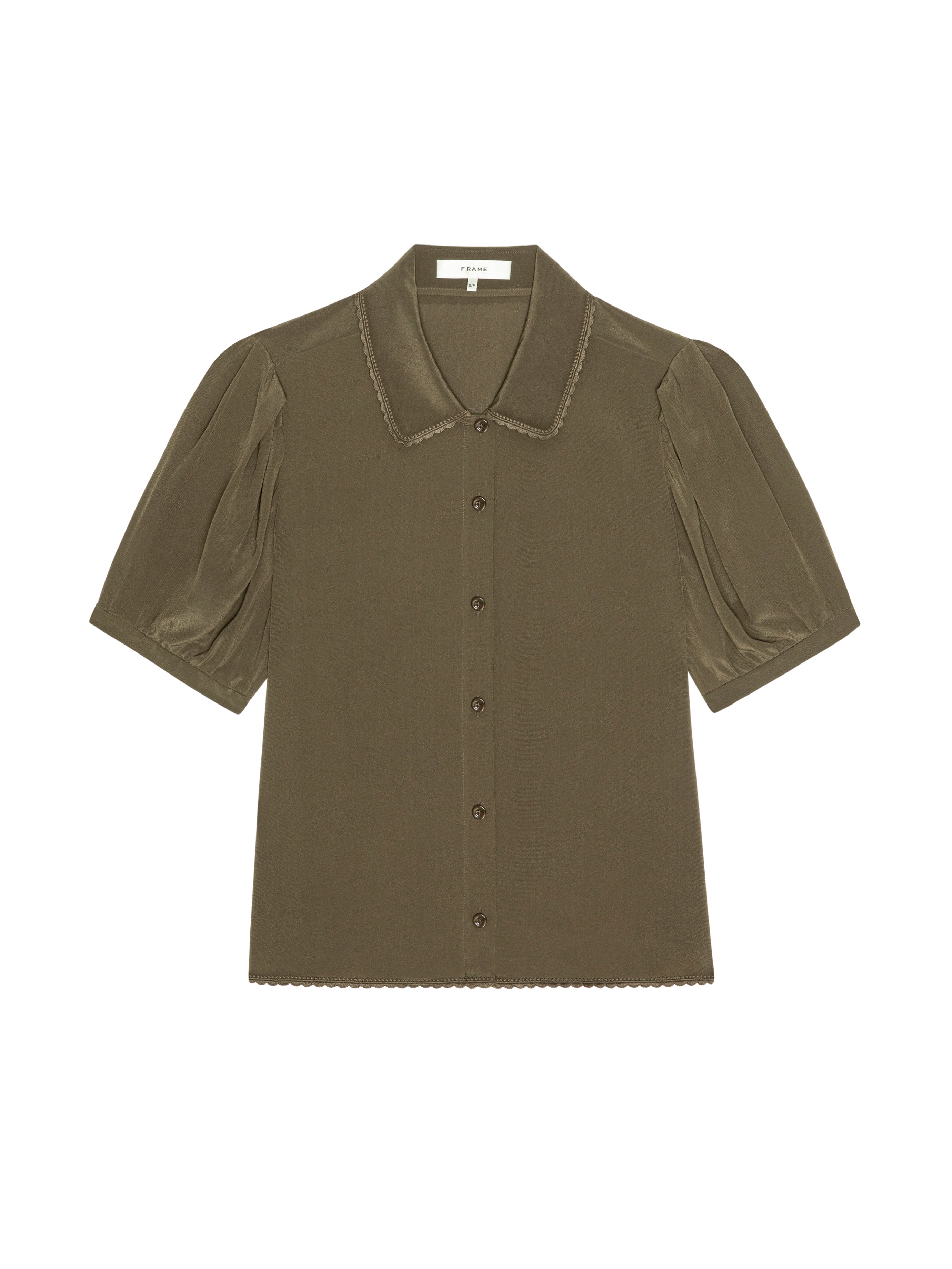 The Silk Prim Blouse - Deep Olive