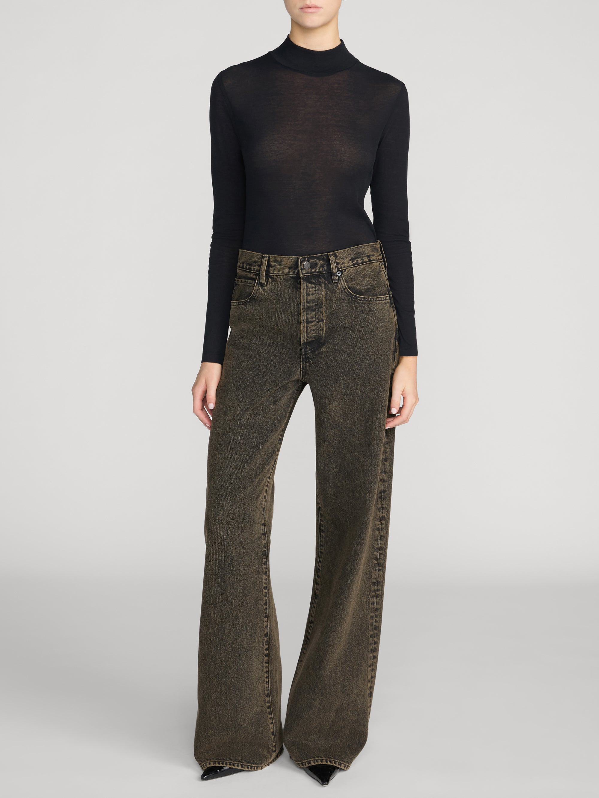 The Sheer Rib Turtleneck - Black