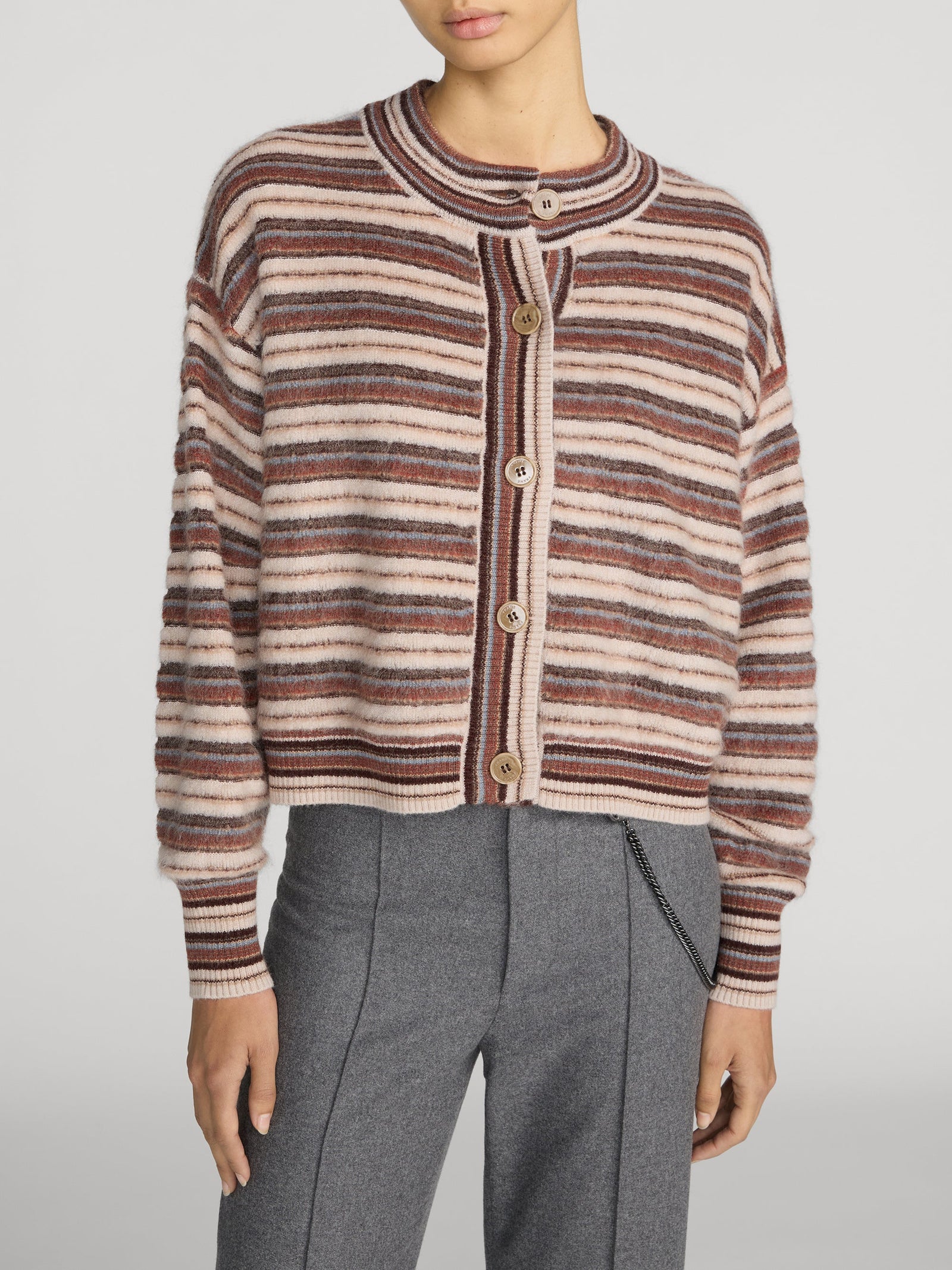 The Femme Cardi - Sky Blue Multi Stripe